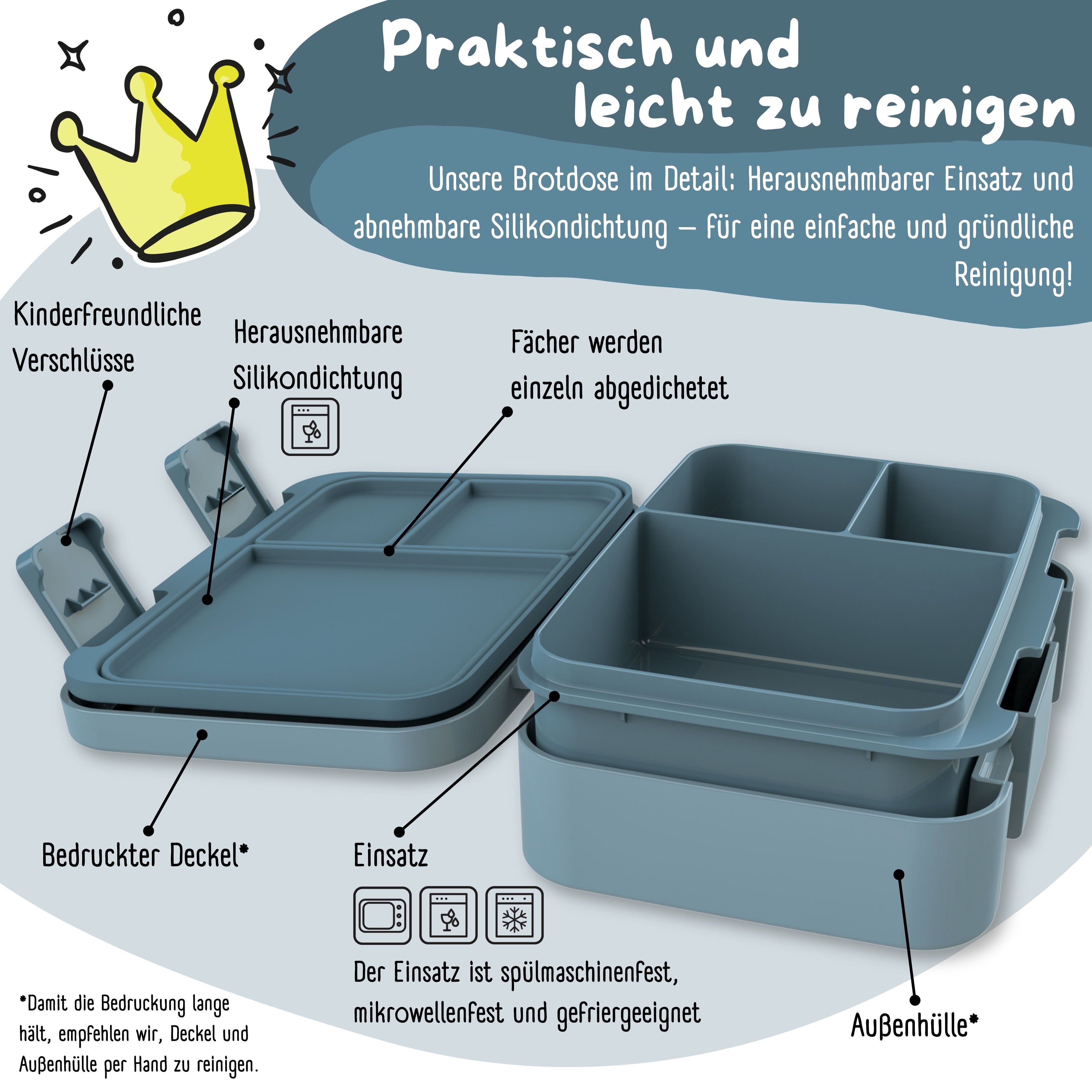 Brotdose mit Fächern, leicht & auslaufsicher - blau