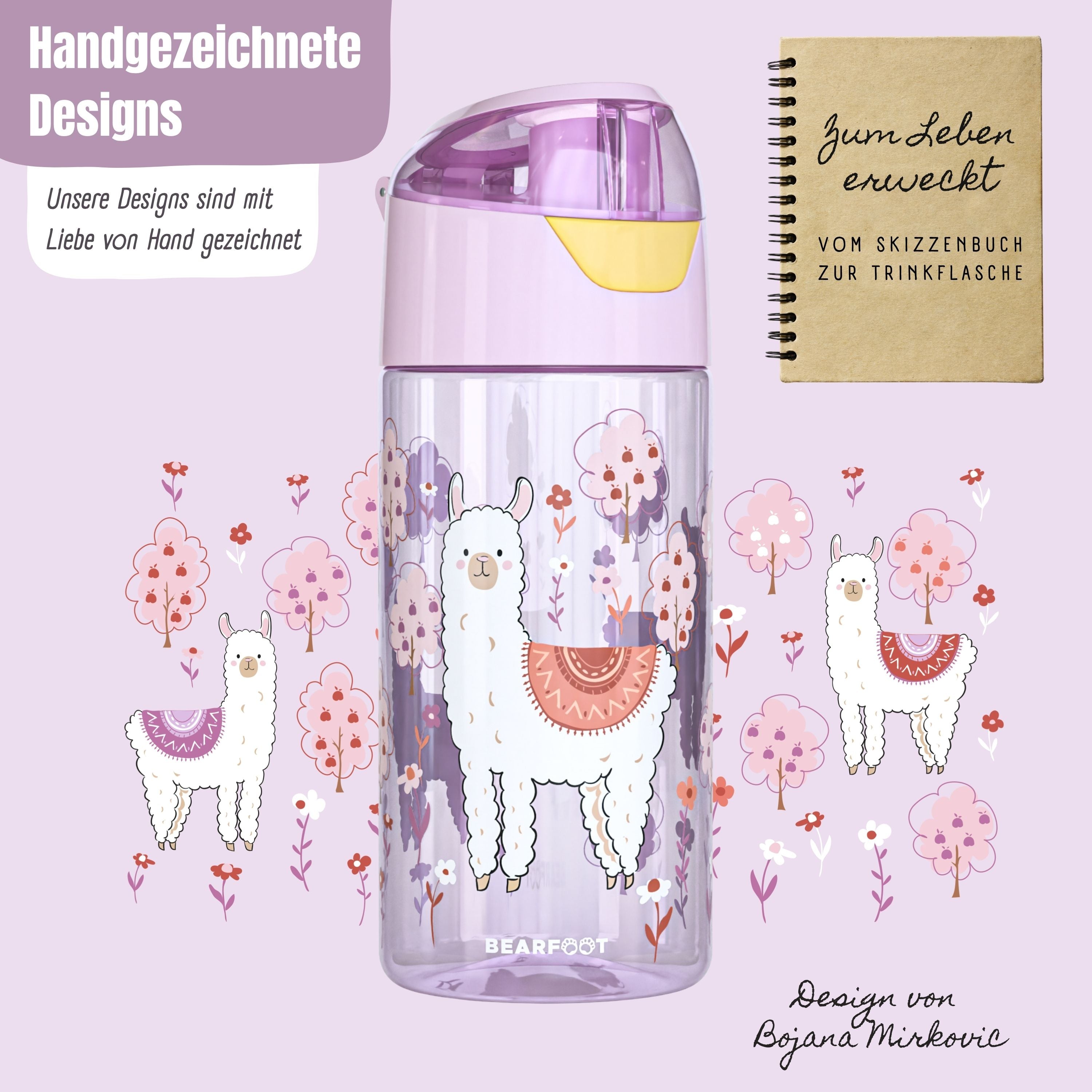 Børnevandflaske, letvægtsvandflaske - lama