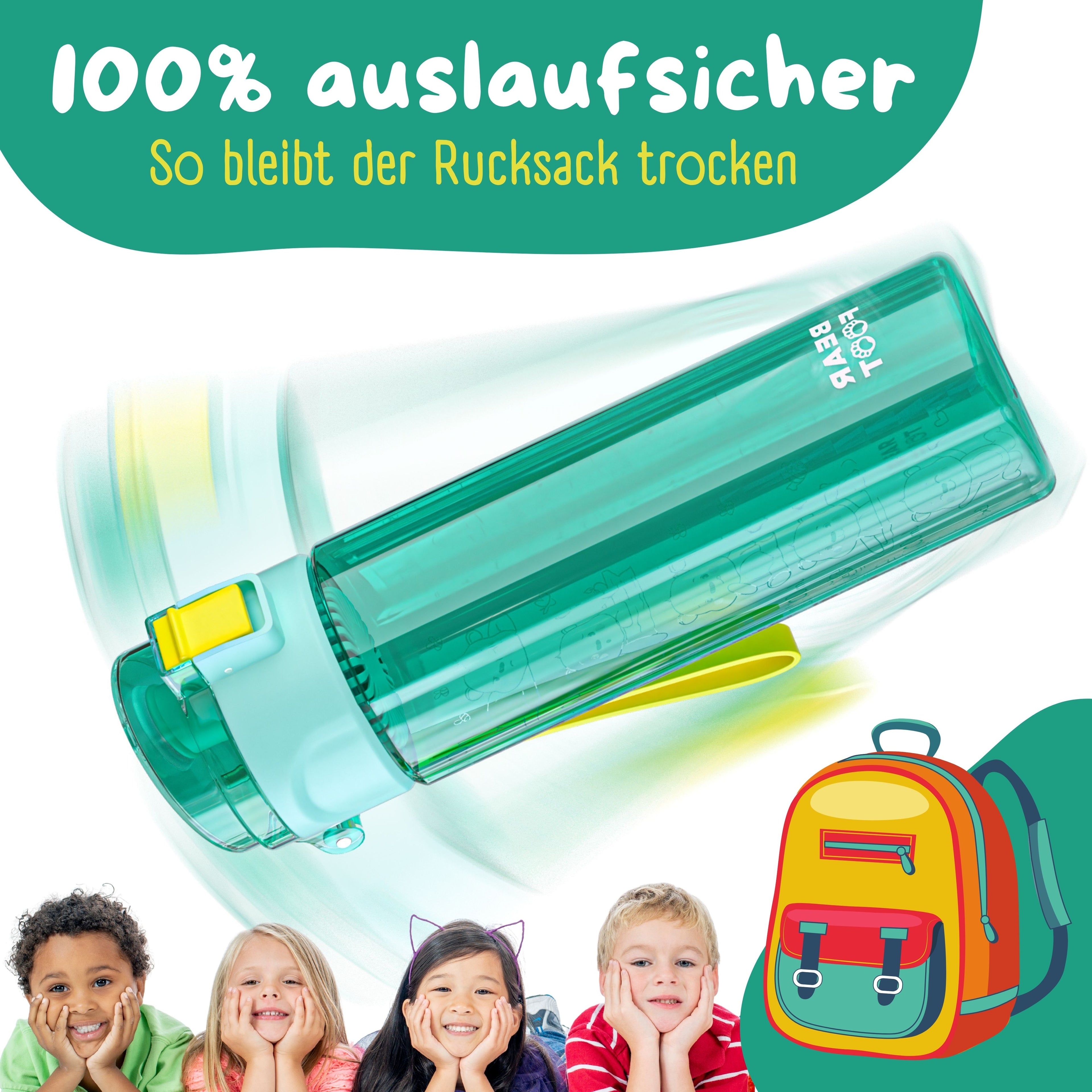 Kinderdrinkfles, 500 ml, licht - logo-mint