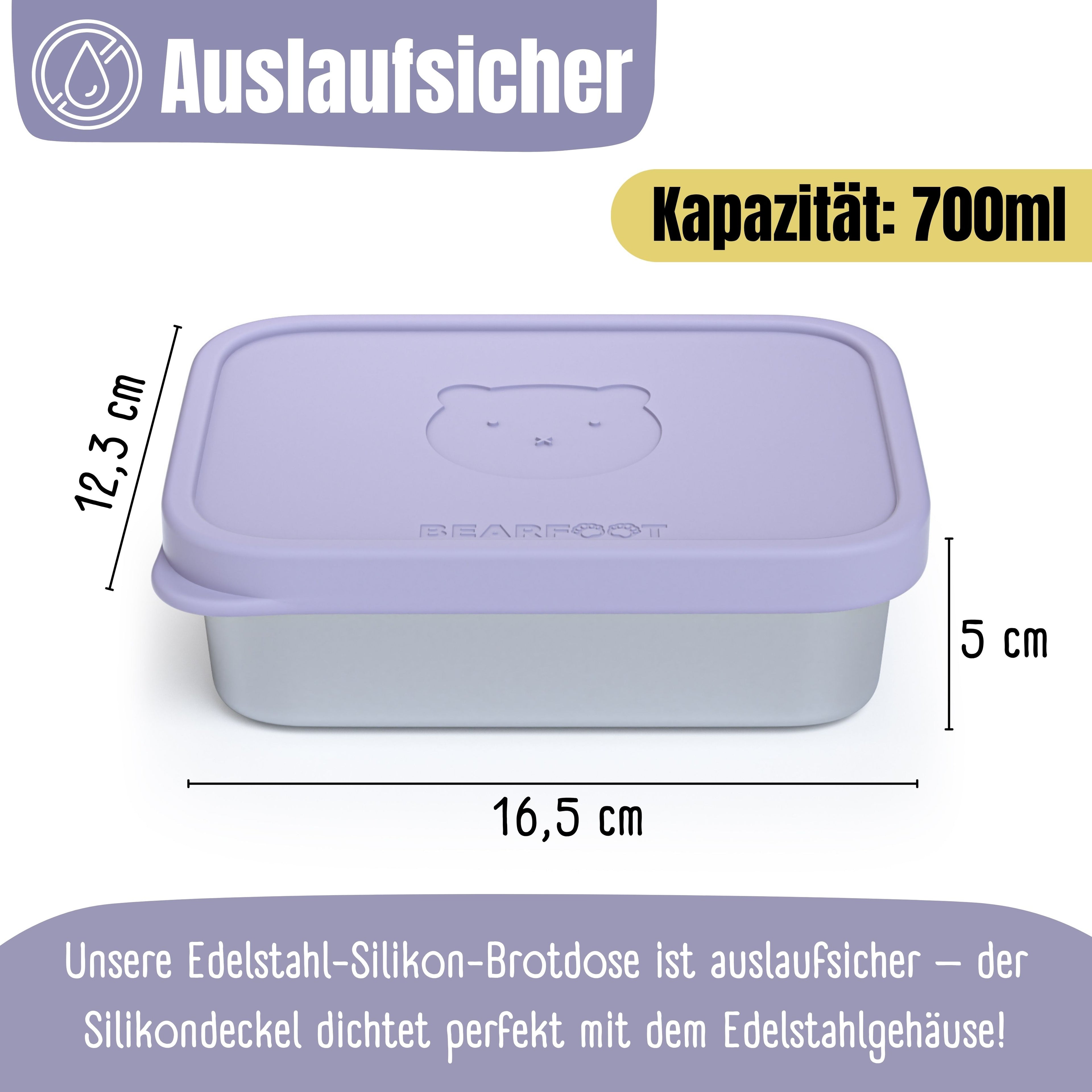 Brotdose Kinder Edelstahl mit Silikoneinsatz - Lavendel