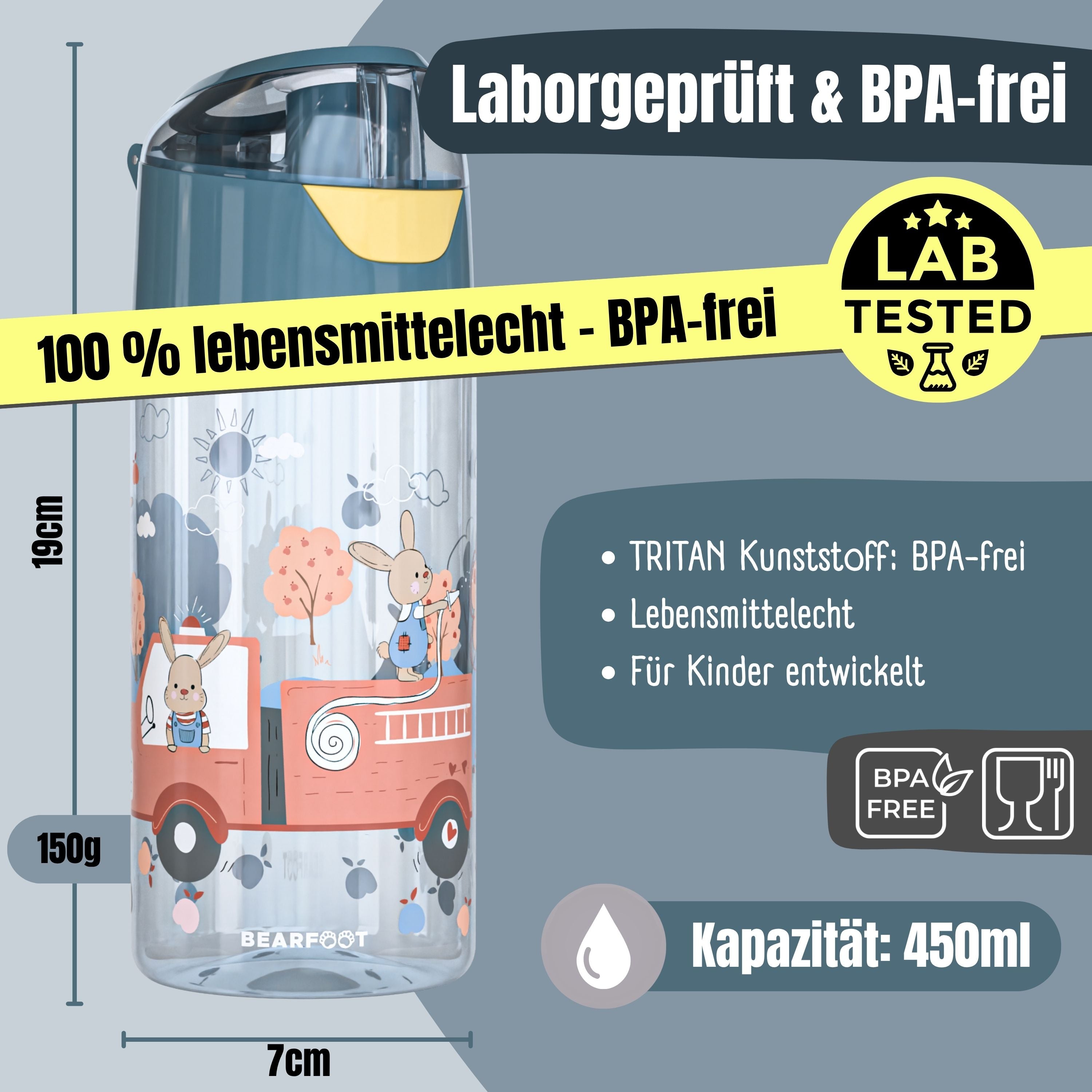 Trinkflasche Kinder, leichte Wasserflasche - Feuerwehr