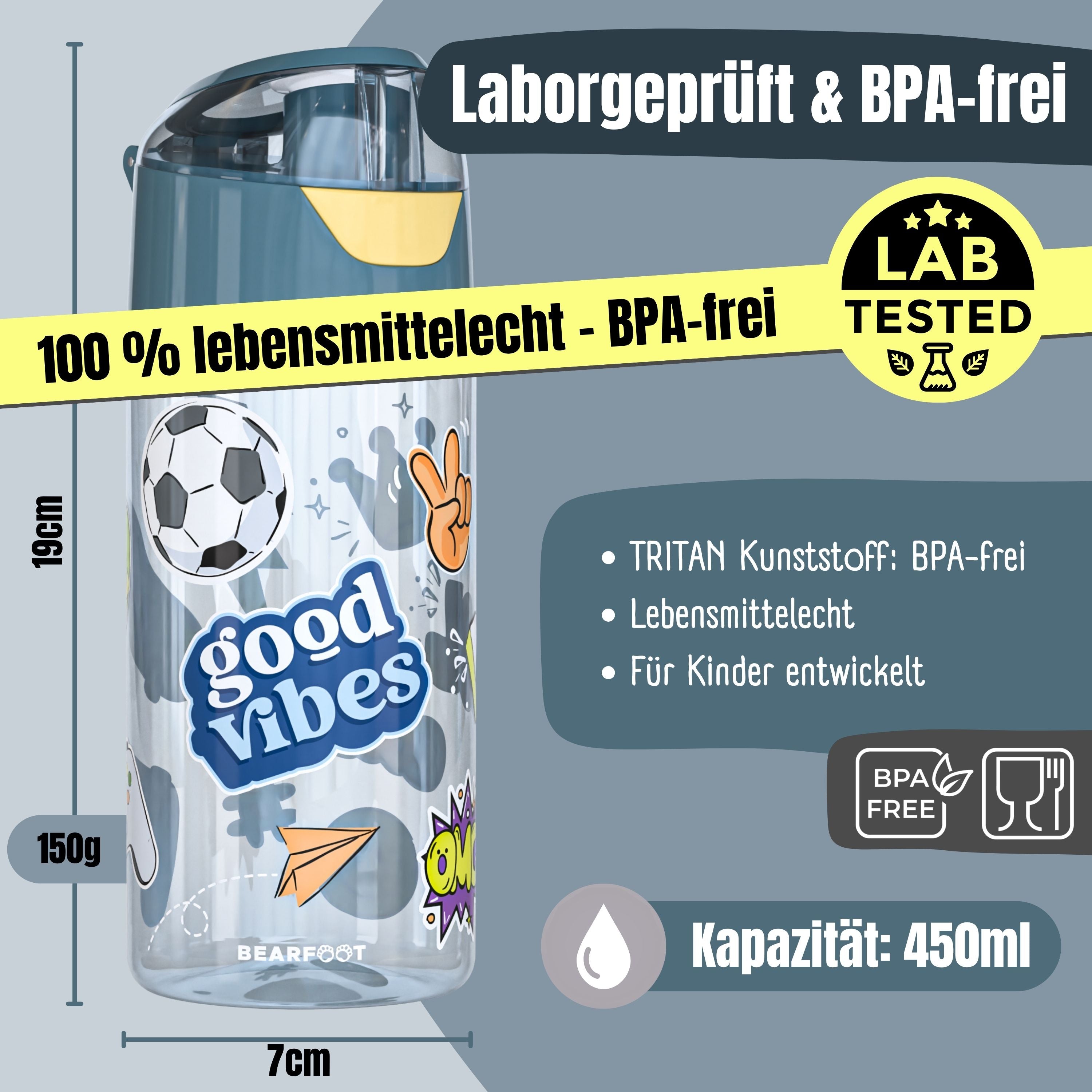 Drinkfles kinder light waterfles - sticker blauw