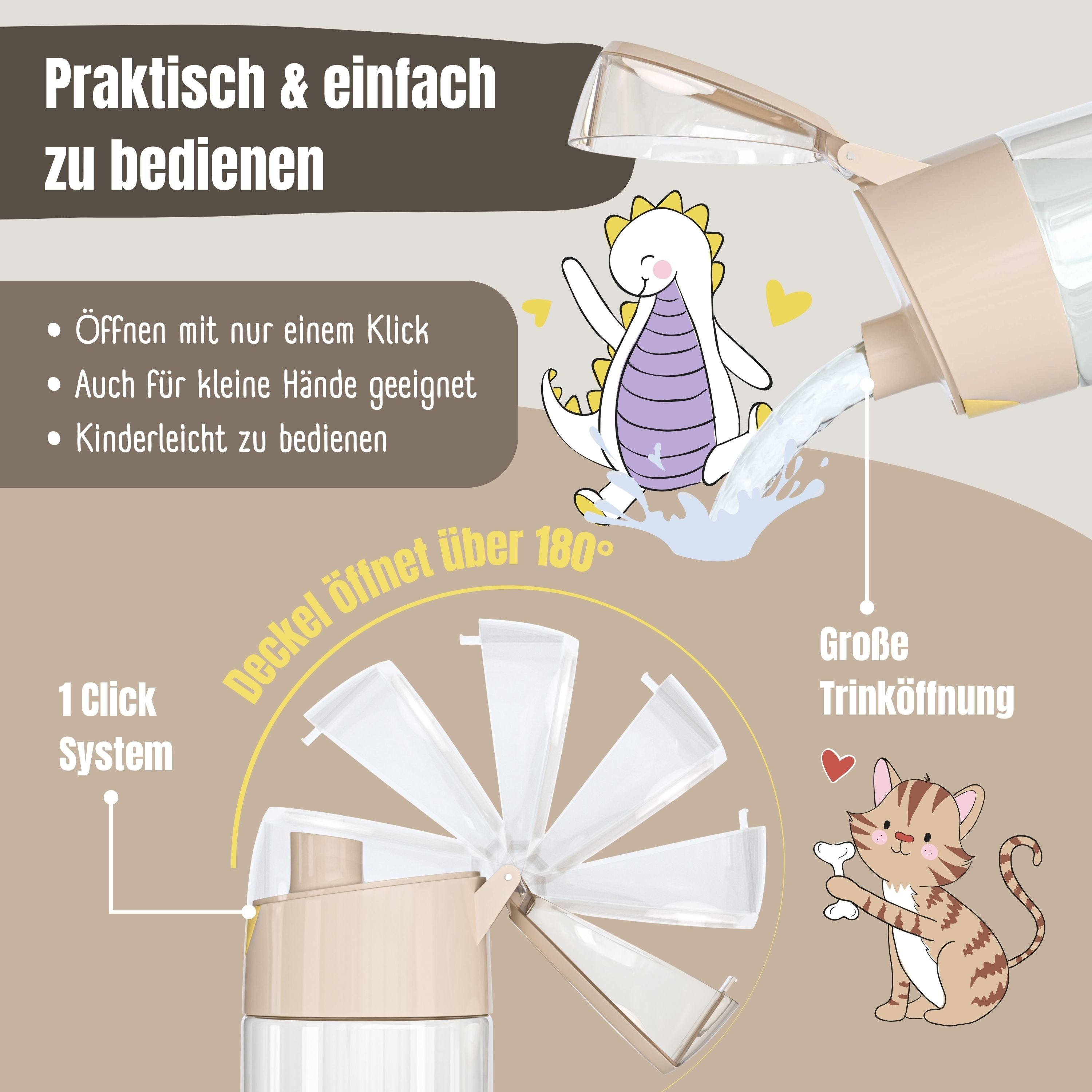 Trinkflasche Kinder, leichte Wasserflasche - Elefanten