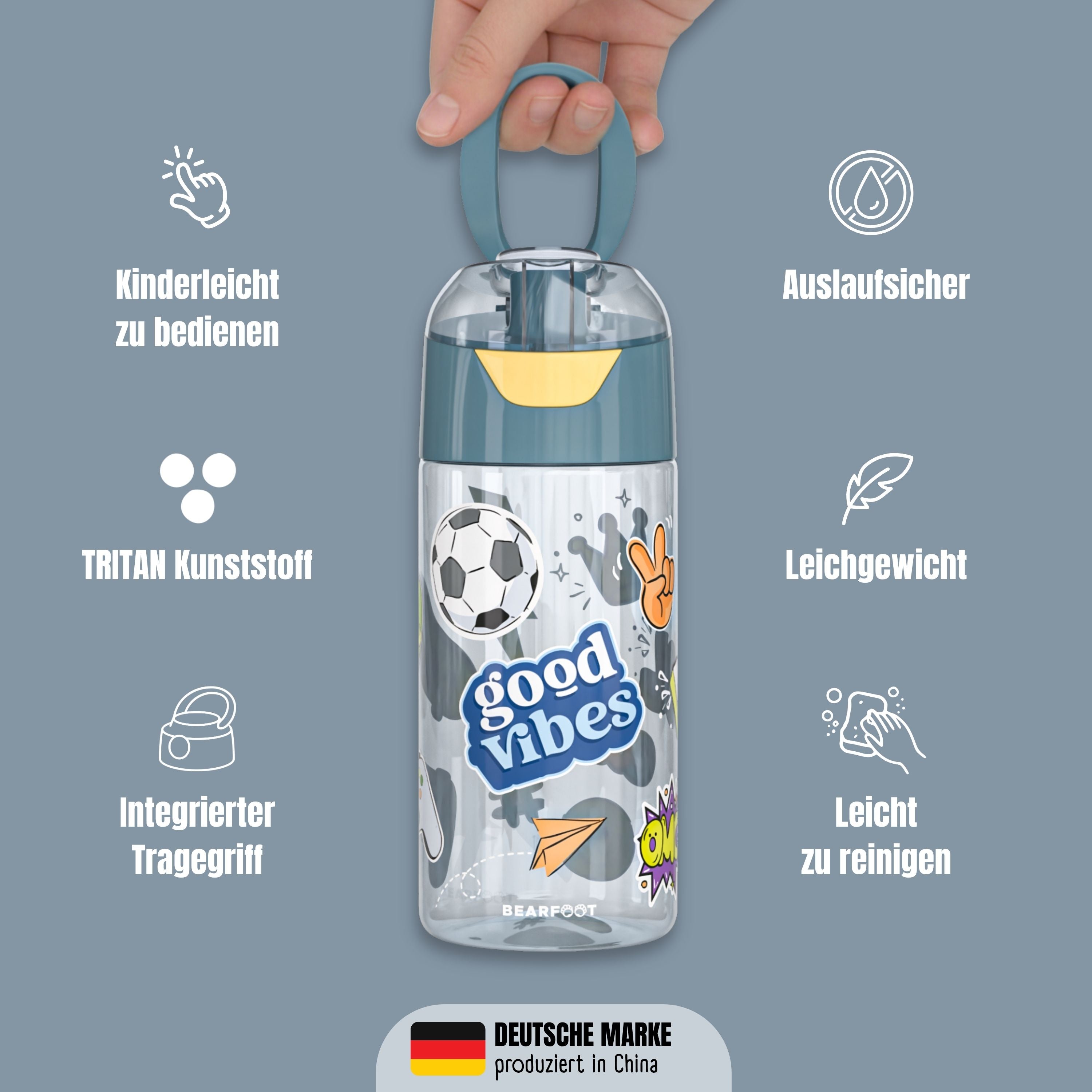 Drinkfles kinder light waterfles - sticker blauw