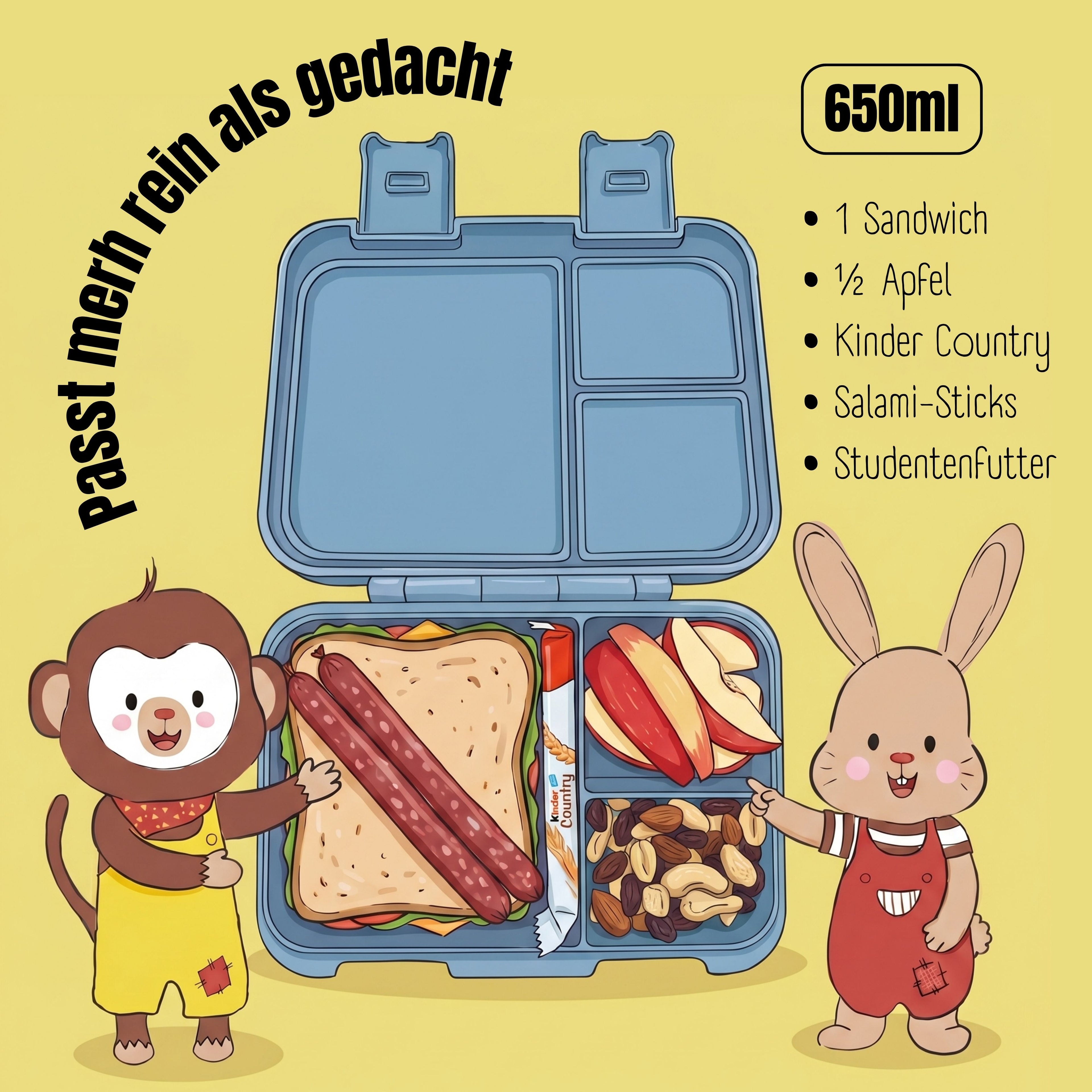 Brotdose mit Fächern, leicht & auslaufsicher - Traktor