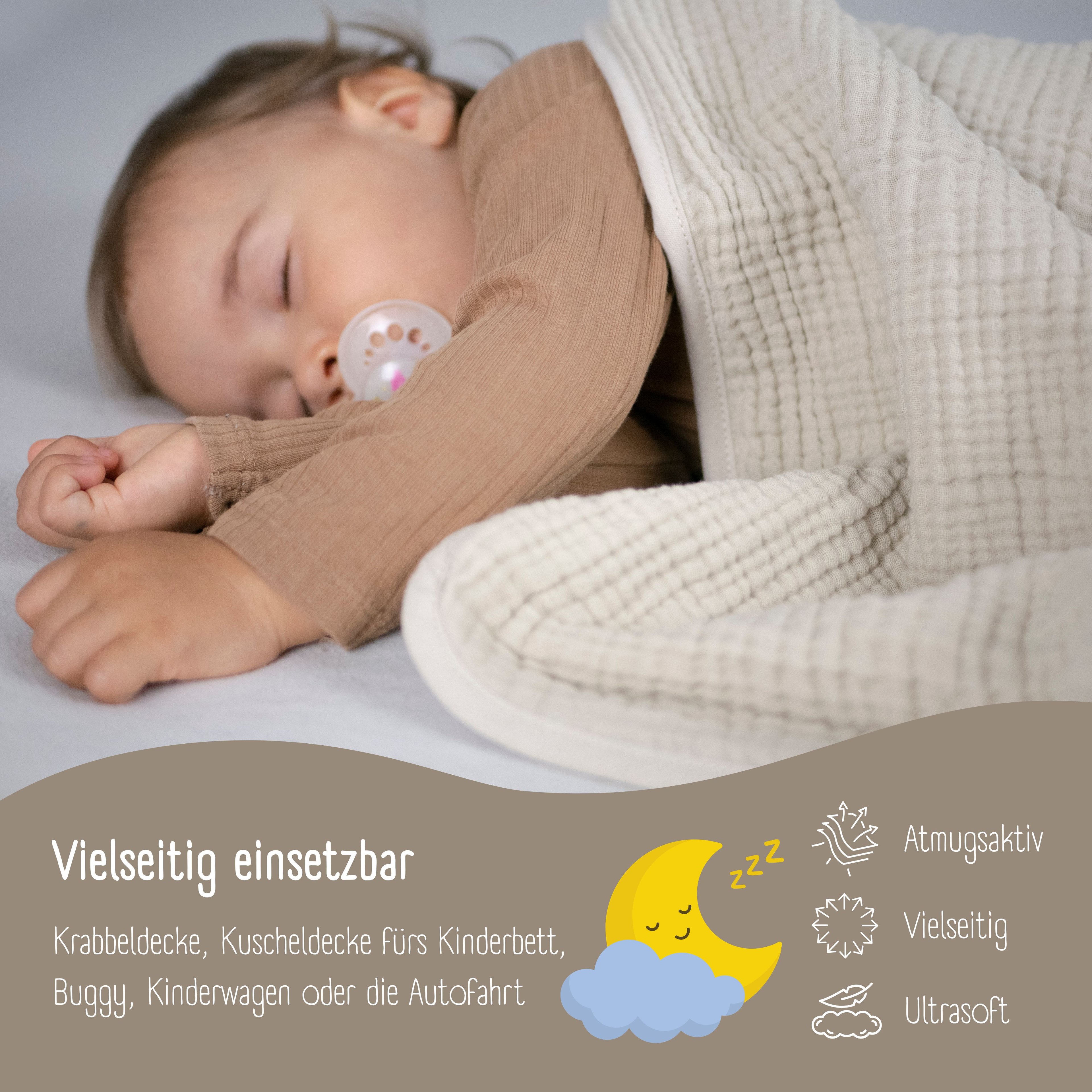 Babytæppe muslin fleece tæppe fluffy blød - brun