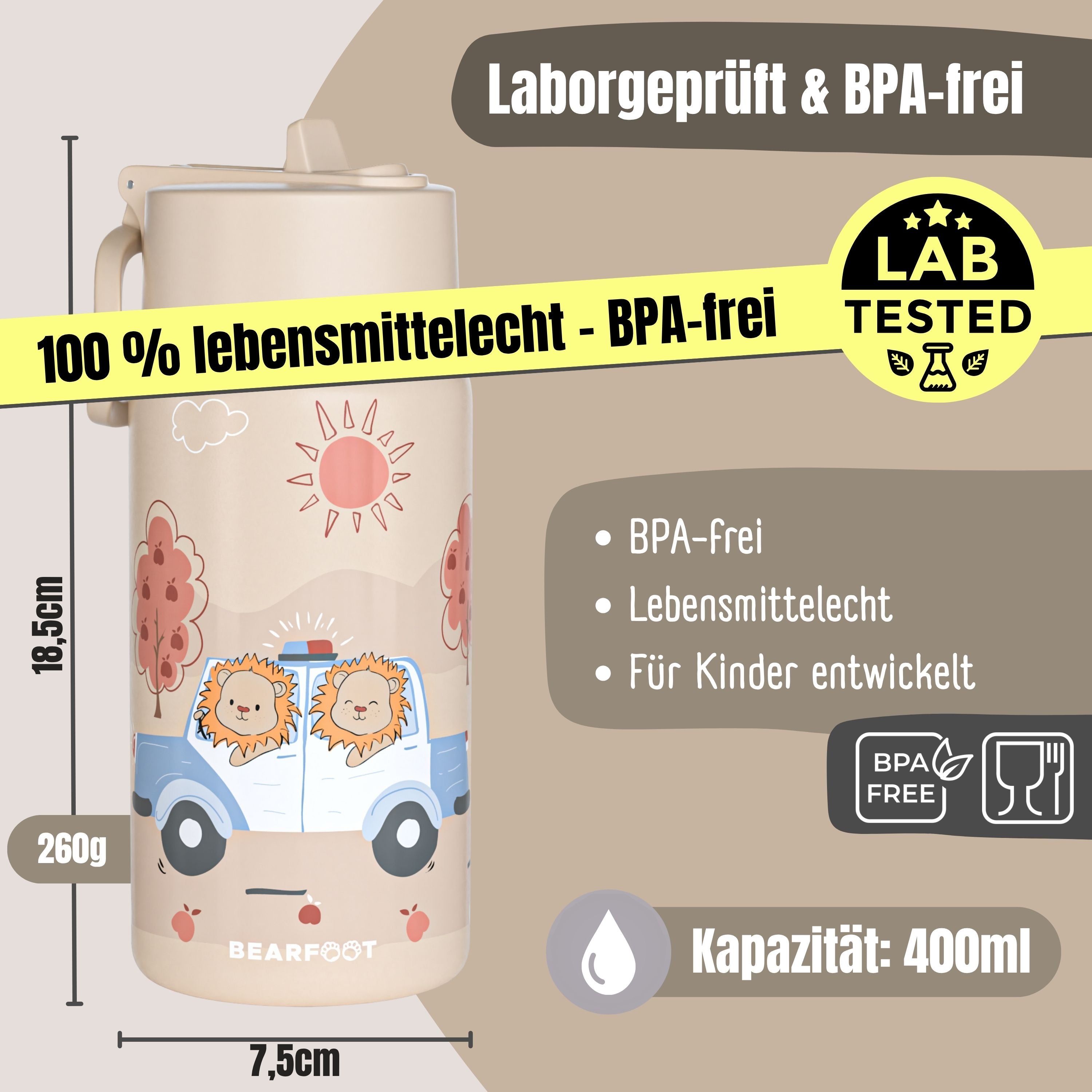 Thermo børne drikkedunk i rustfrit stål - politi brun