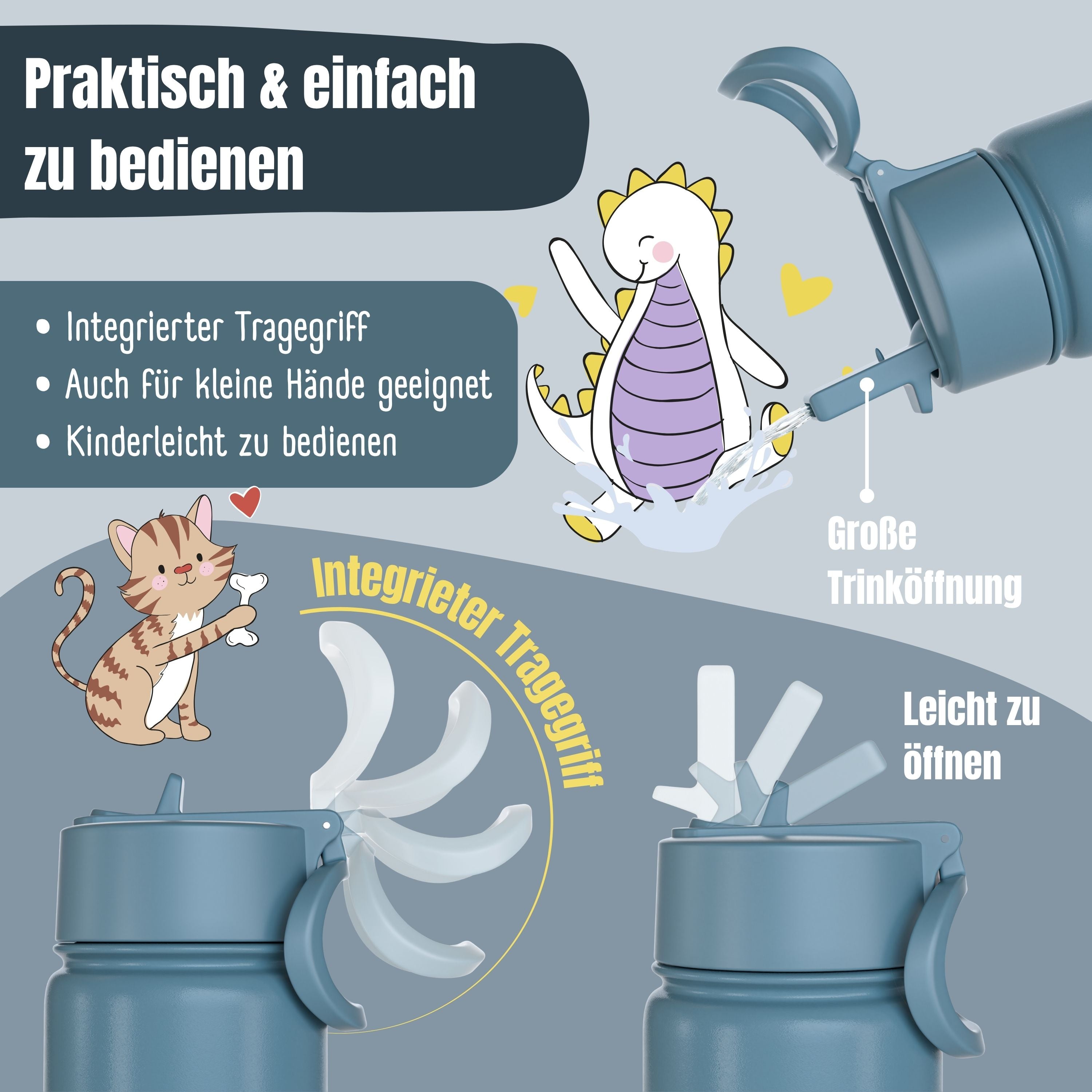 Thermo Kinder Trinkflasche Edelstahl - Bagger