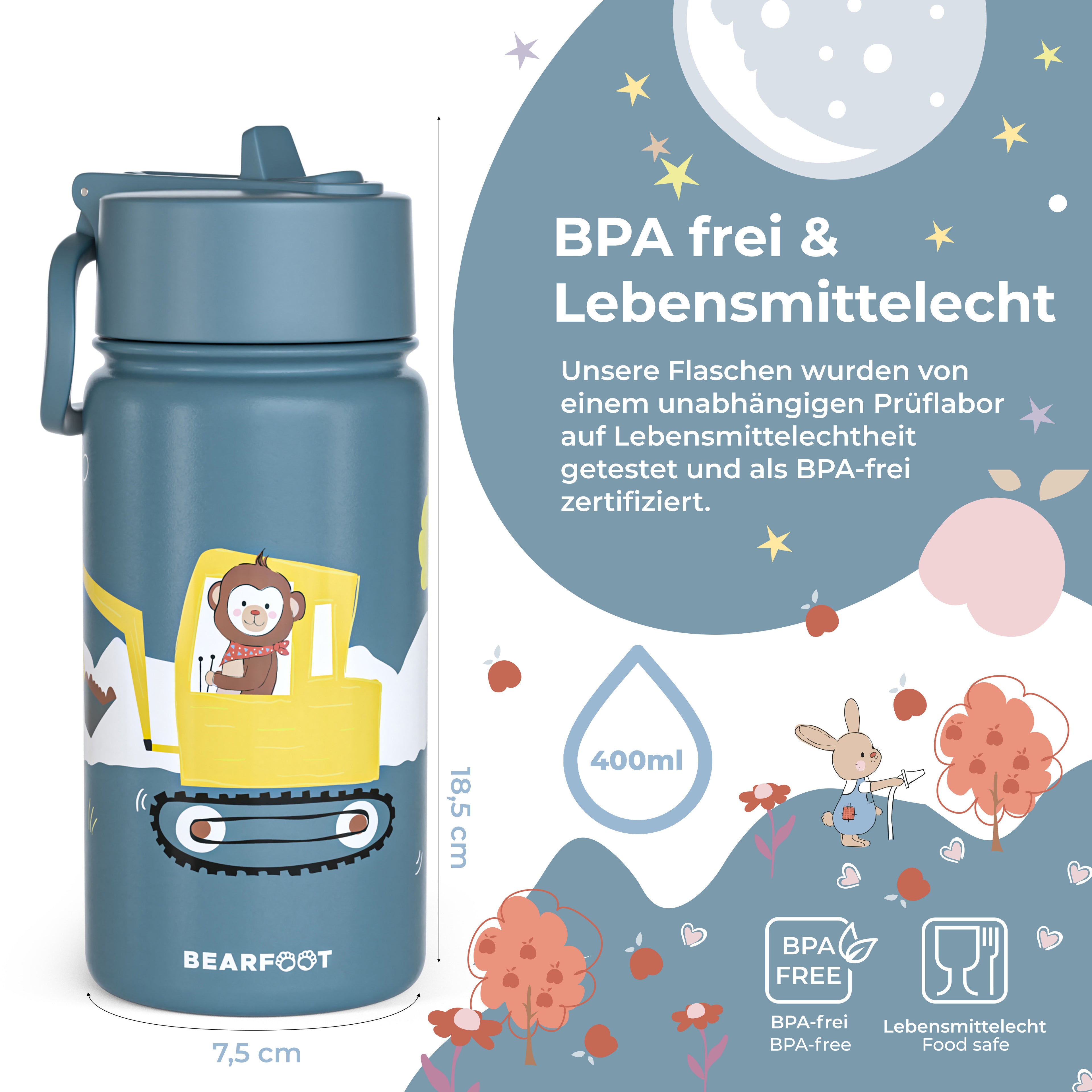 Gravemaskine bundt - Bento Box M & drikkeflaske 450ml & isoleret flaske 400ml