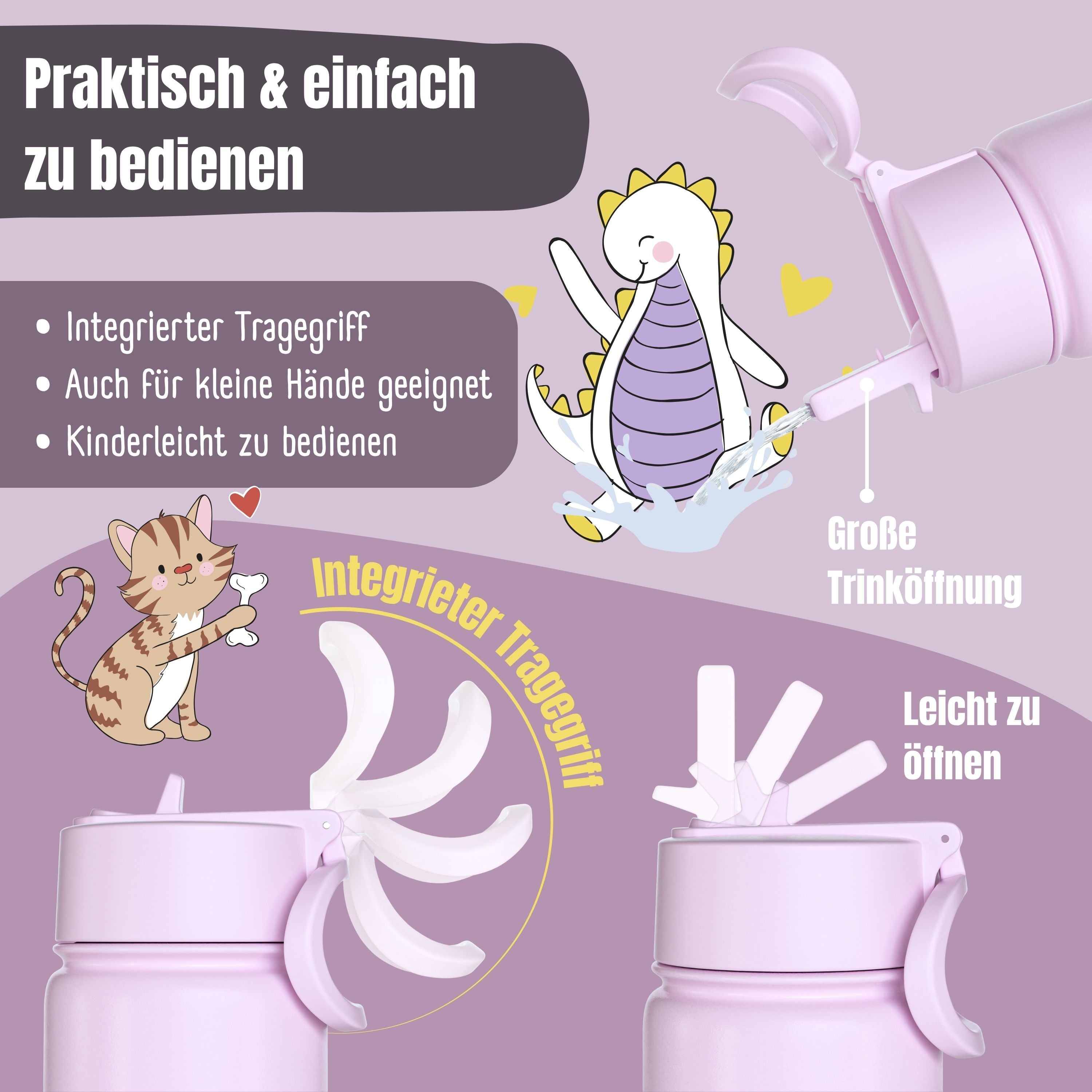 Thermo kinderdrinkfles RVS - zeemeermin paars