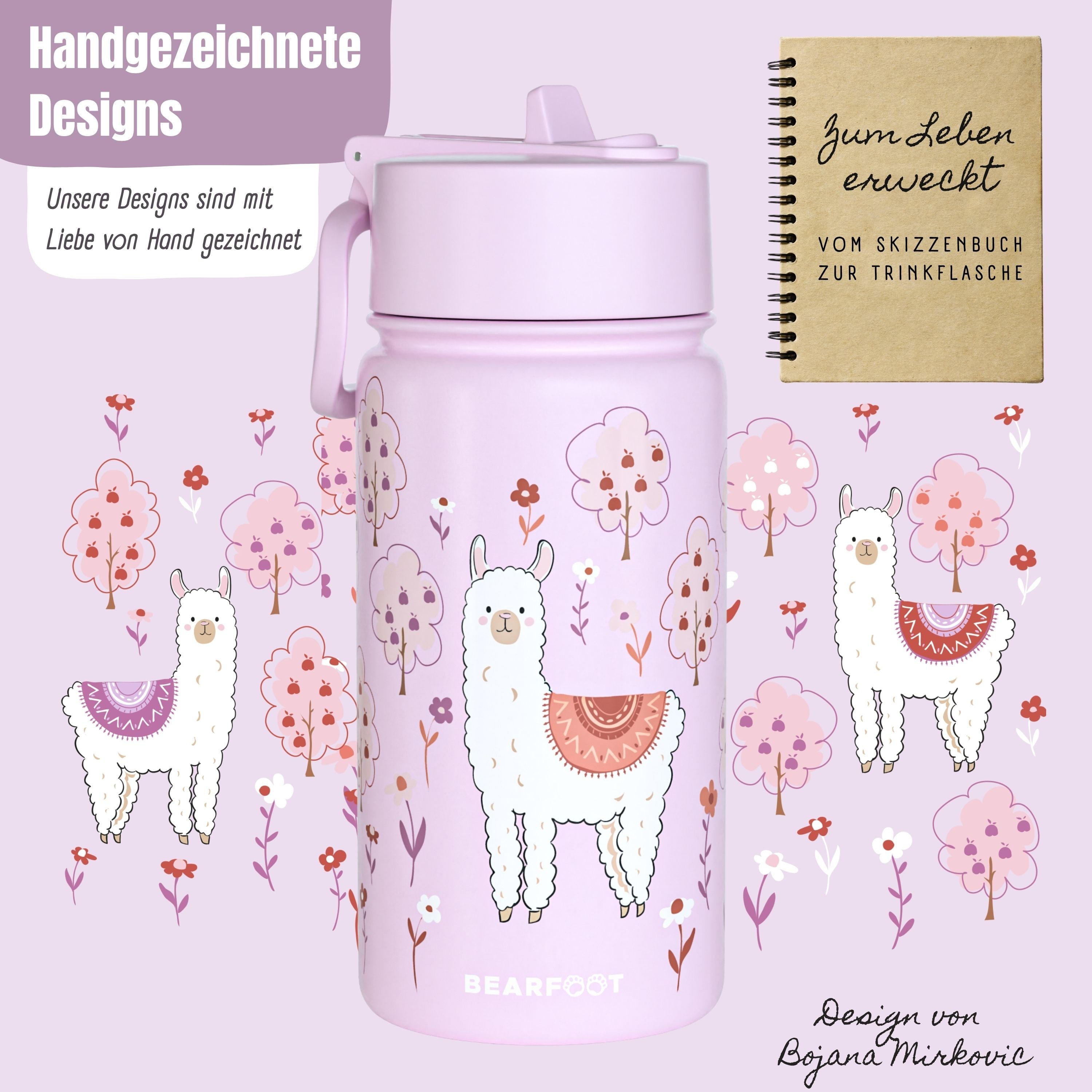 Botella térmica para niños de acero inoxidable - llama violeta