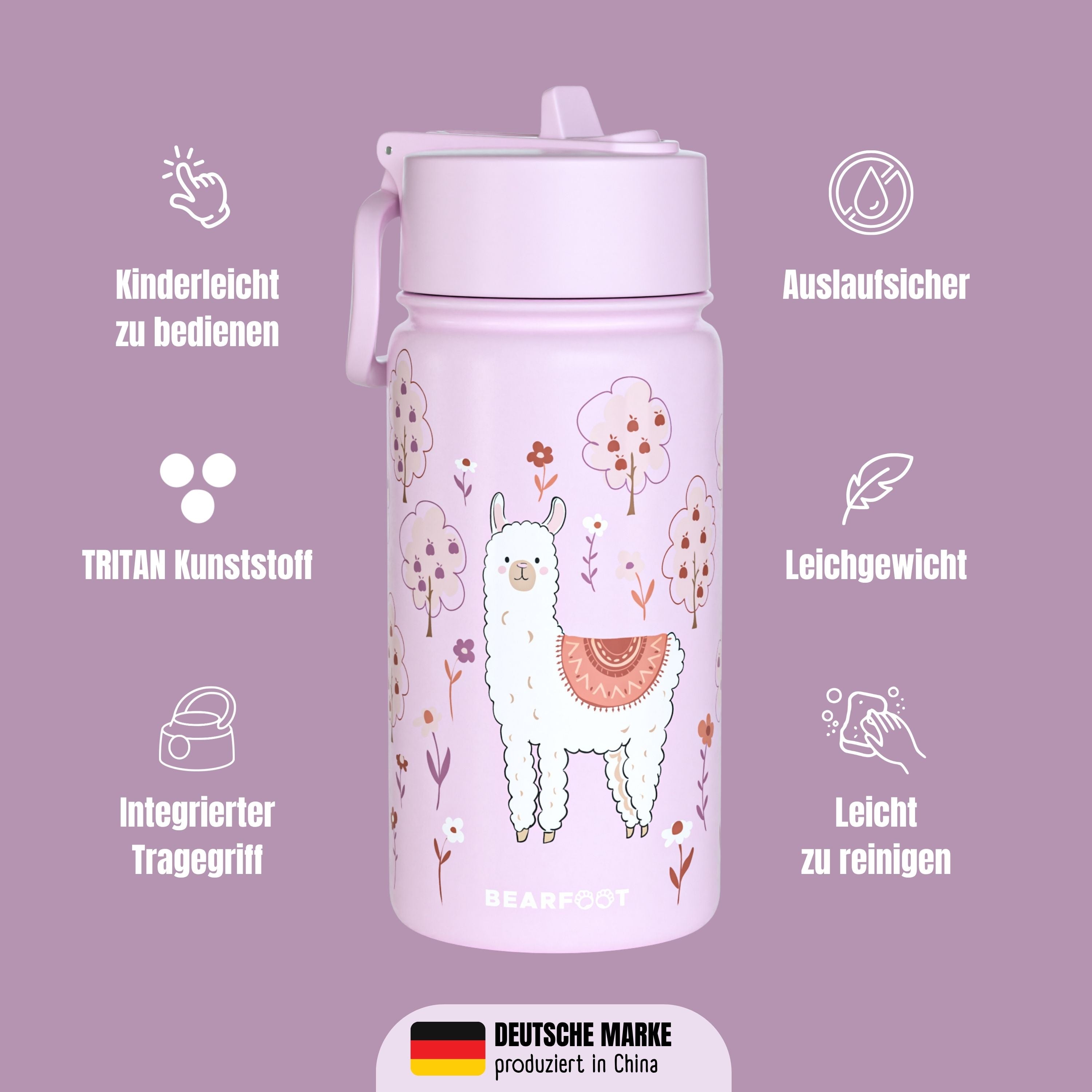 Botella térmica para niños de acero inoxidable - llama violeta