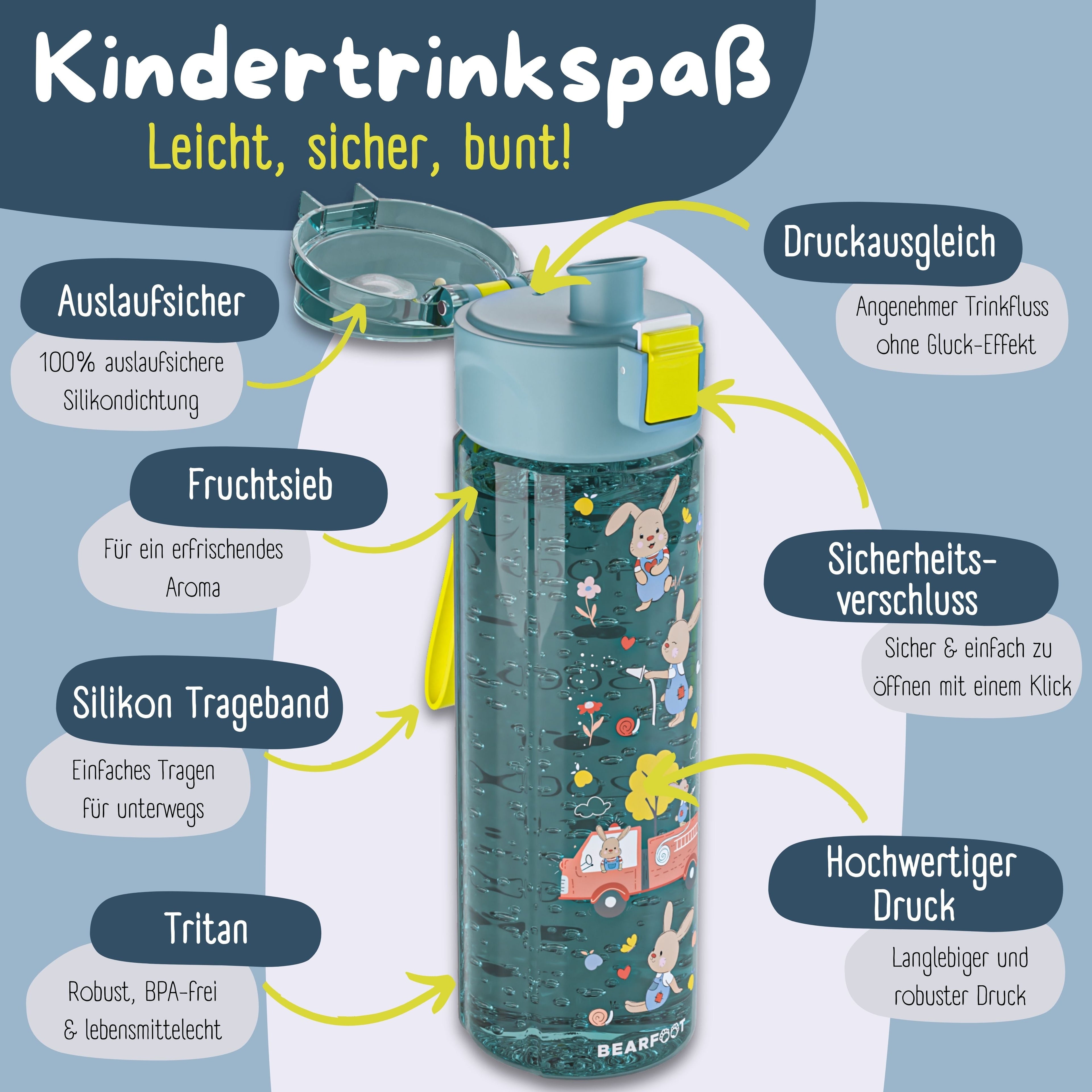 Drikkedunk til børn, 500ml, letvægts - brandvæsen blå