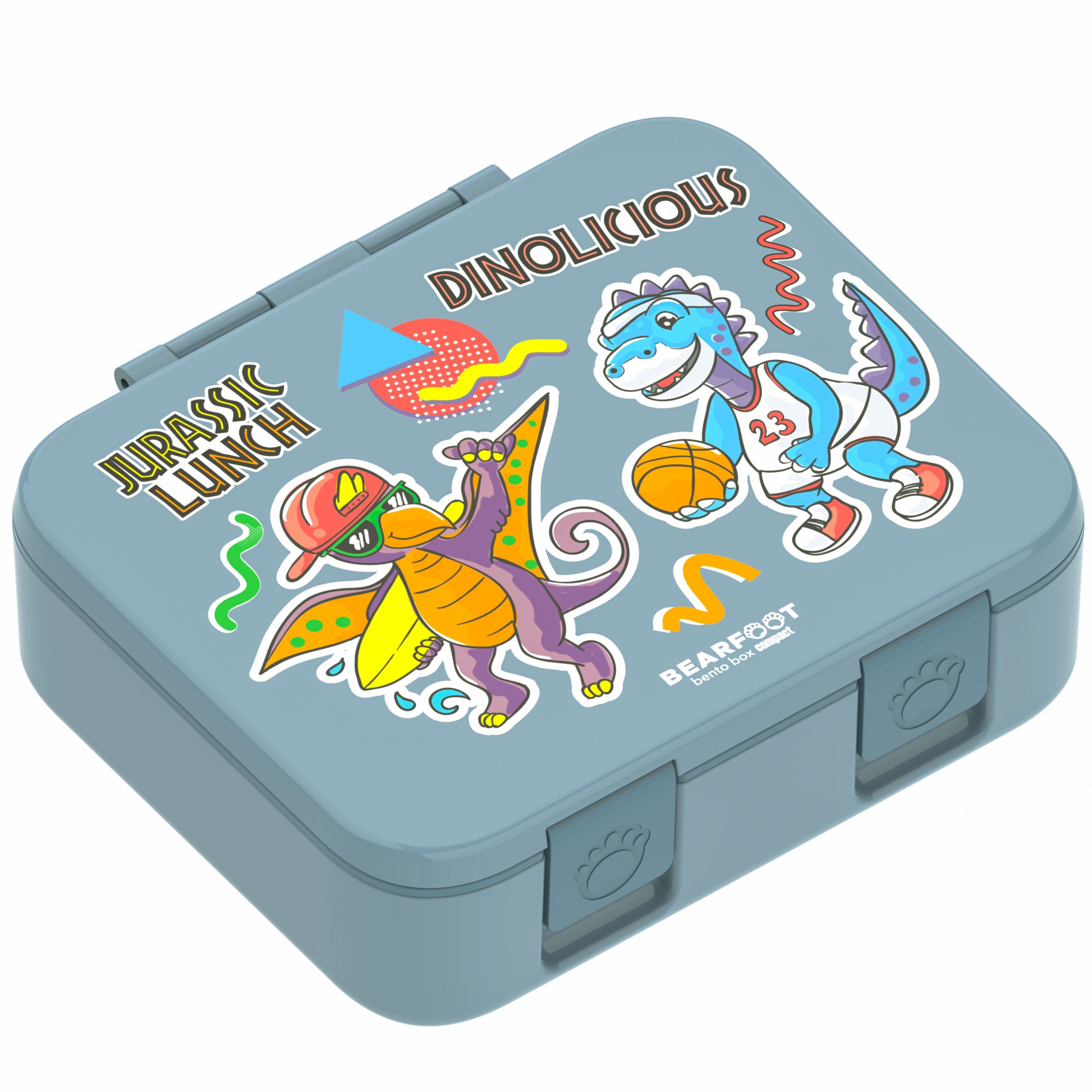 Brotdose mit Fächern, leicht & auslaufsicher - Dinos blau