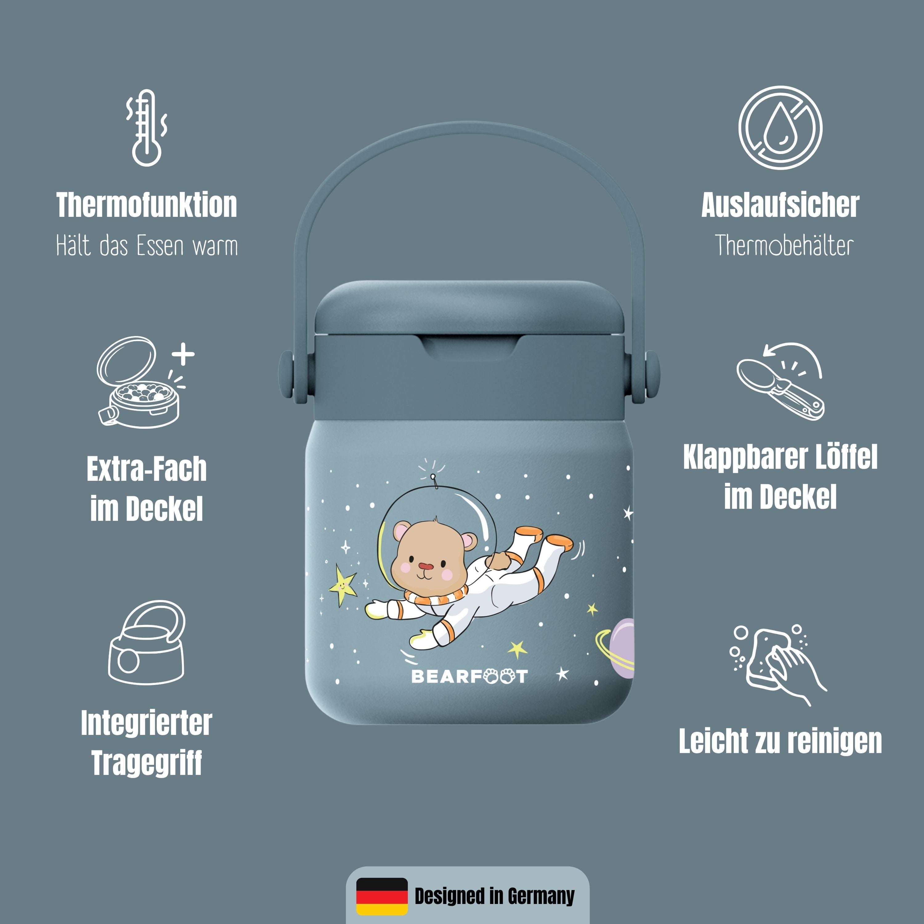 Thermobehälter Kinder Edelstahl - Astro Bär blau