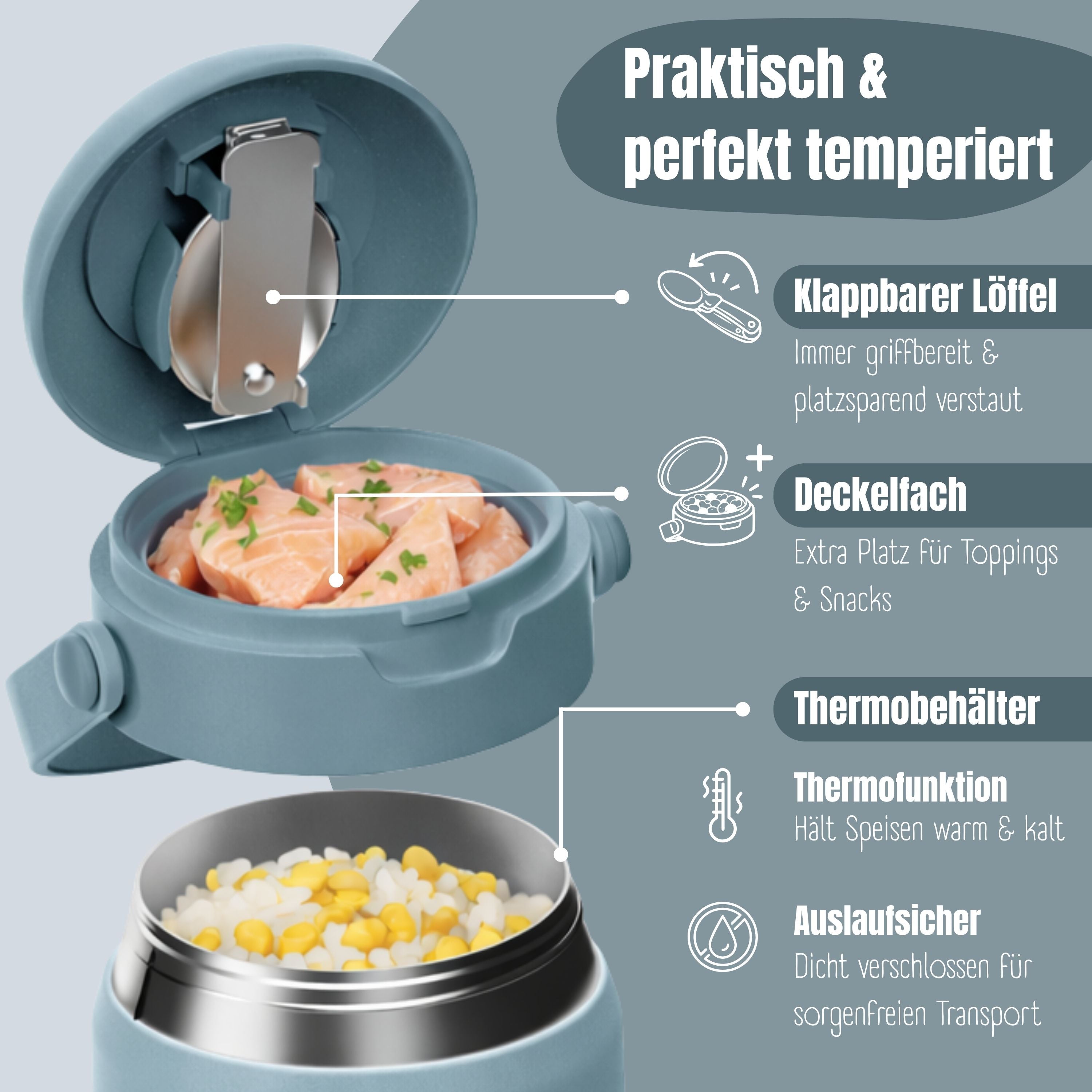 Thermobehälter Kinder Edelstahl - Astro Bär blau