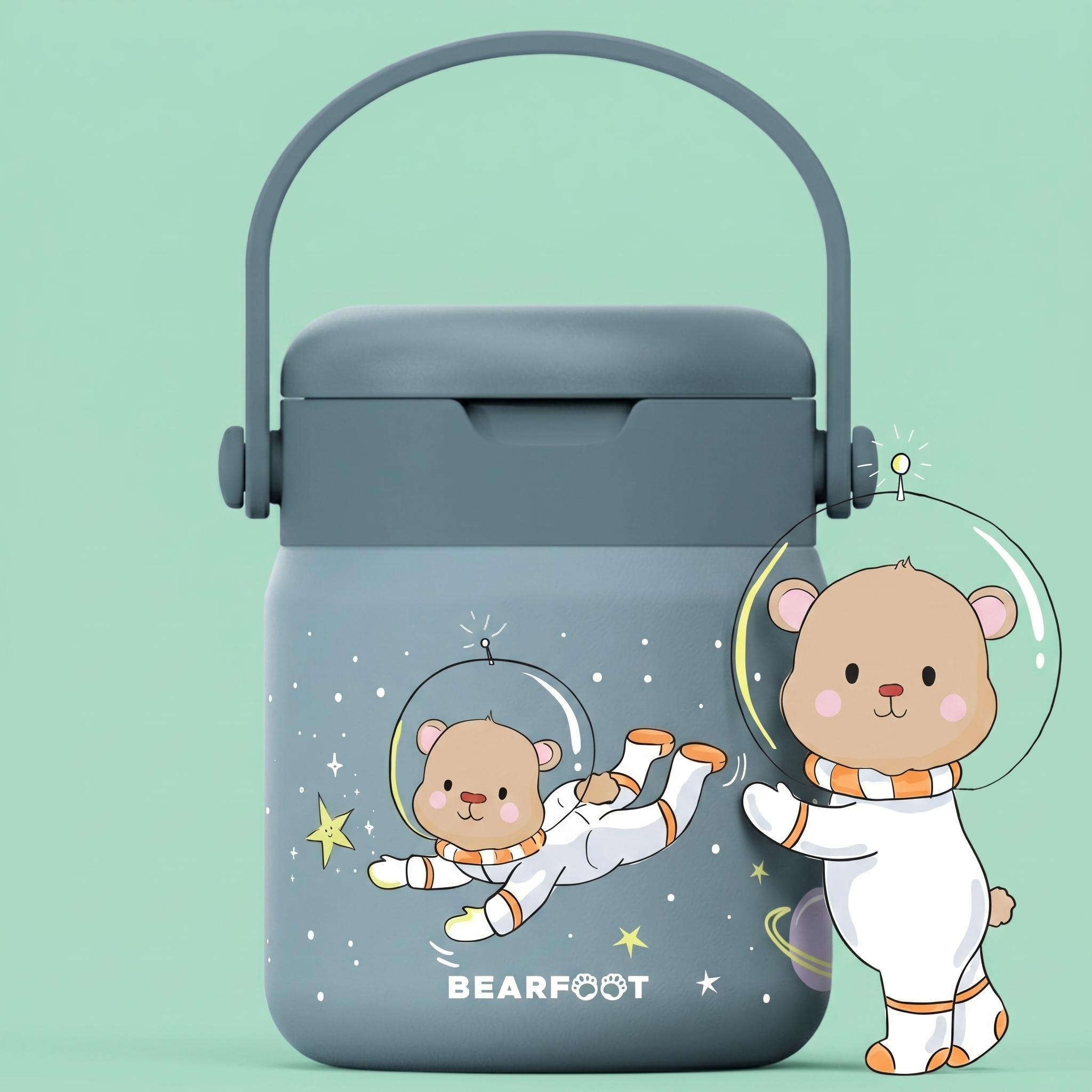 Thermobehälter Kinder Edelstahl - Astro Bär blau