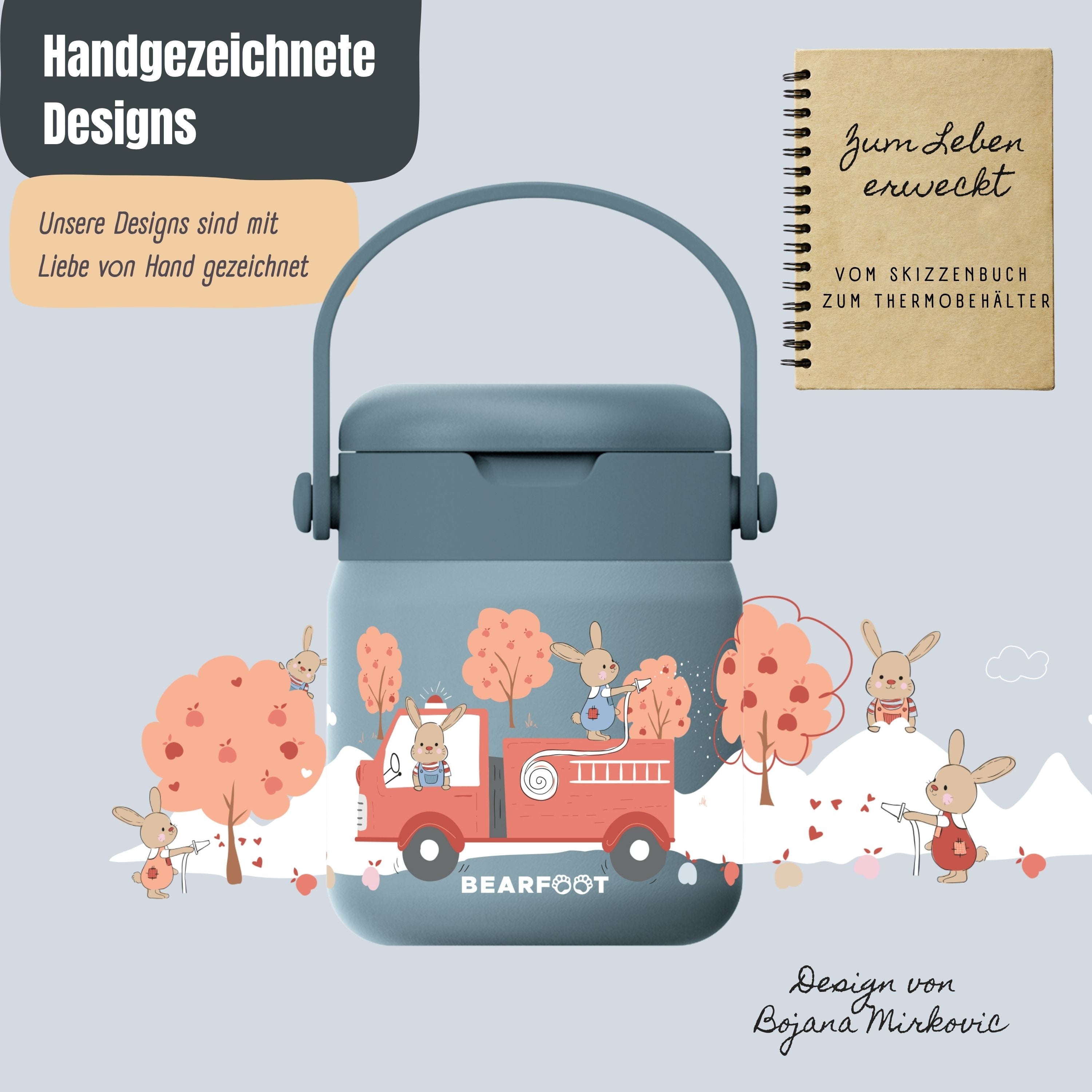 Thermobehälter Kinder Edelstahl - Feuerwehr blau