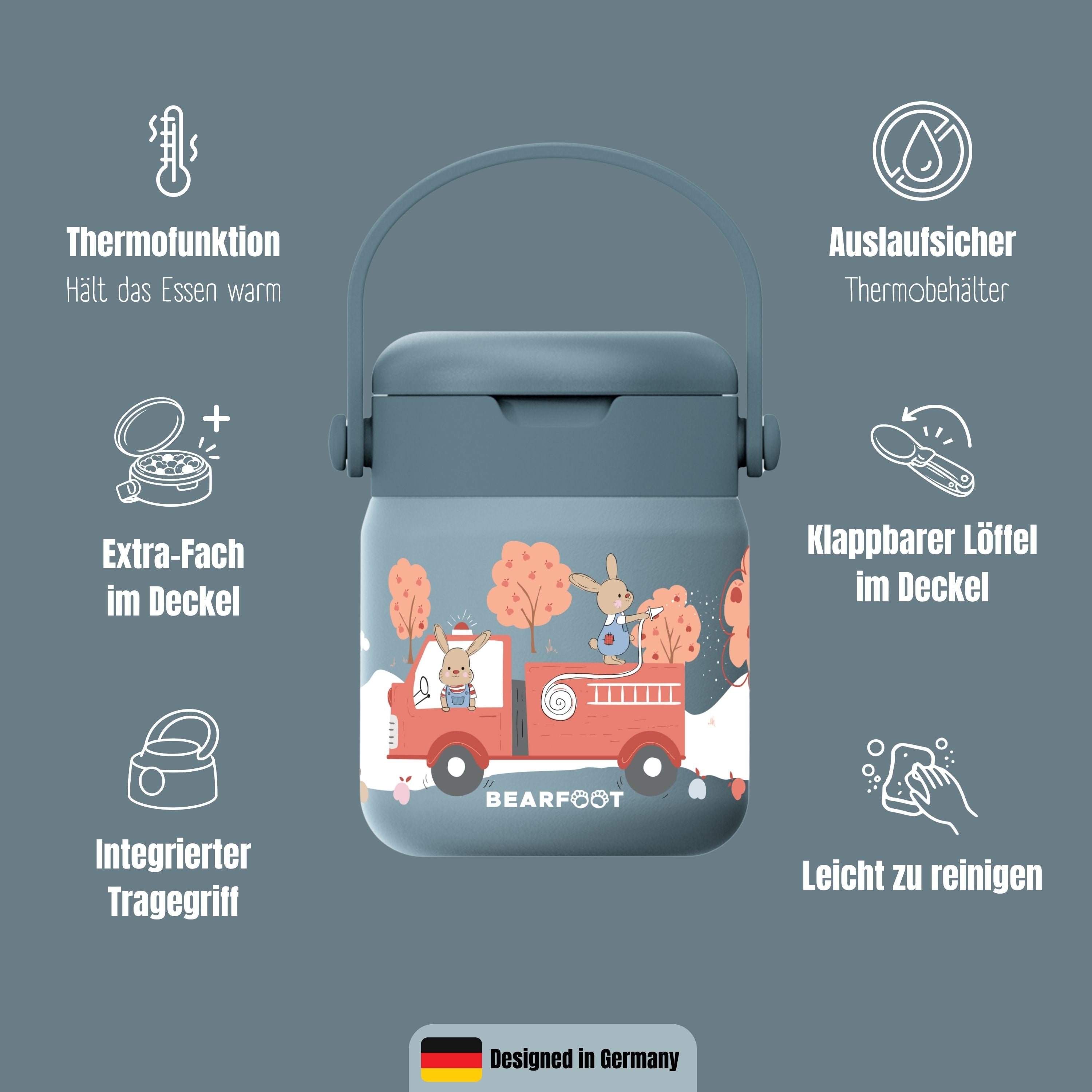 Thermobehälter Kinder Edelstahl - Feuerwehr blau