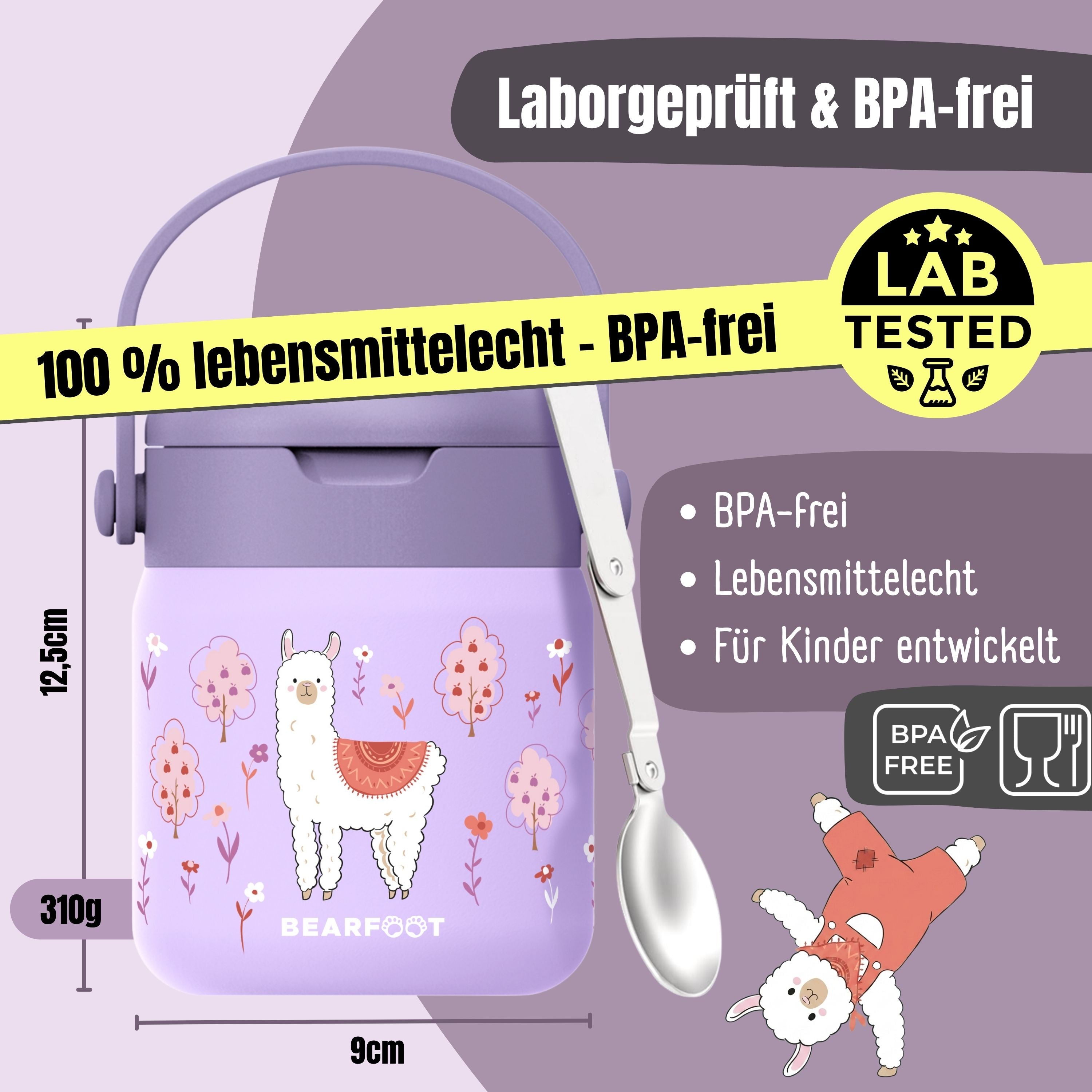Thermobehälter Kinder Edelstahl - Lama lila