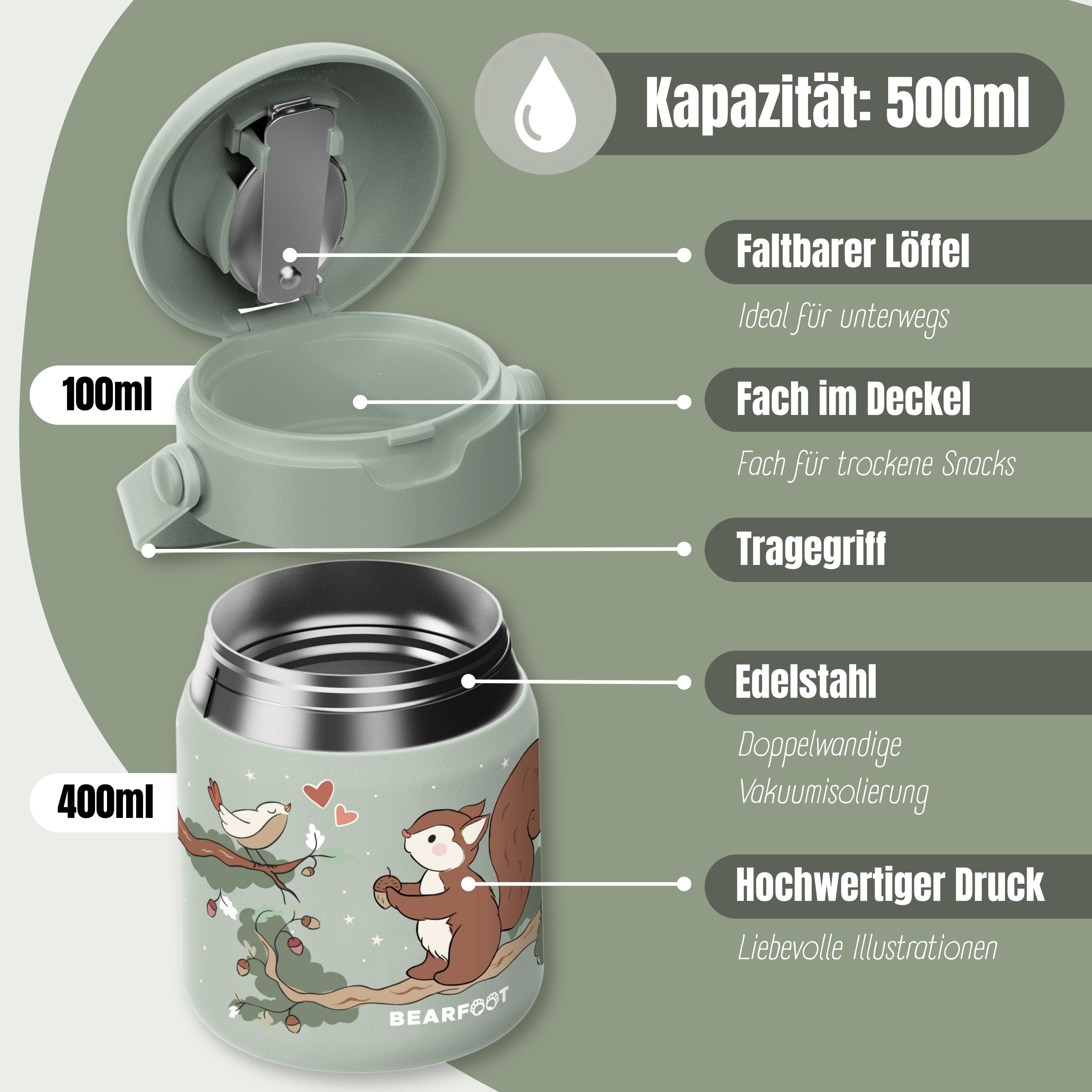 Thermobehälter Kinder Edelstahl - Eichhörnchen Sabei