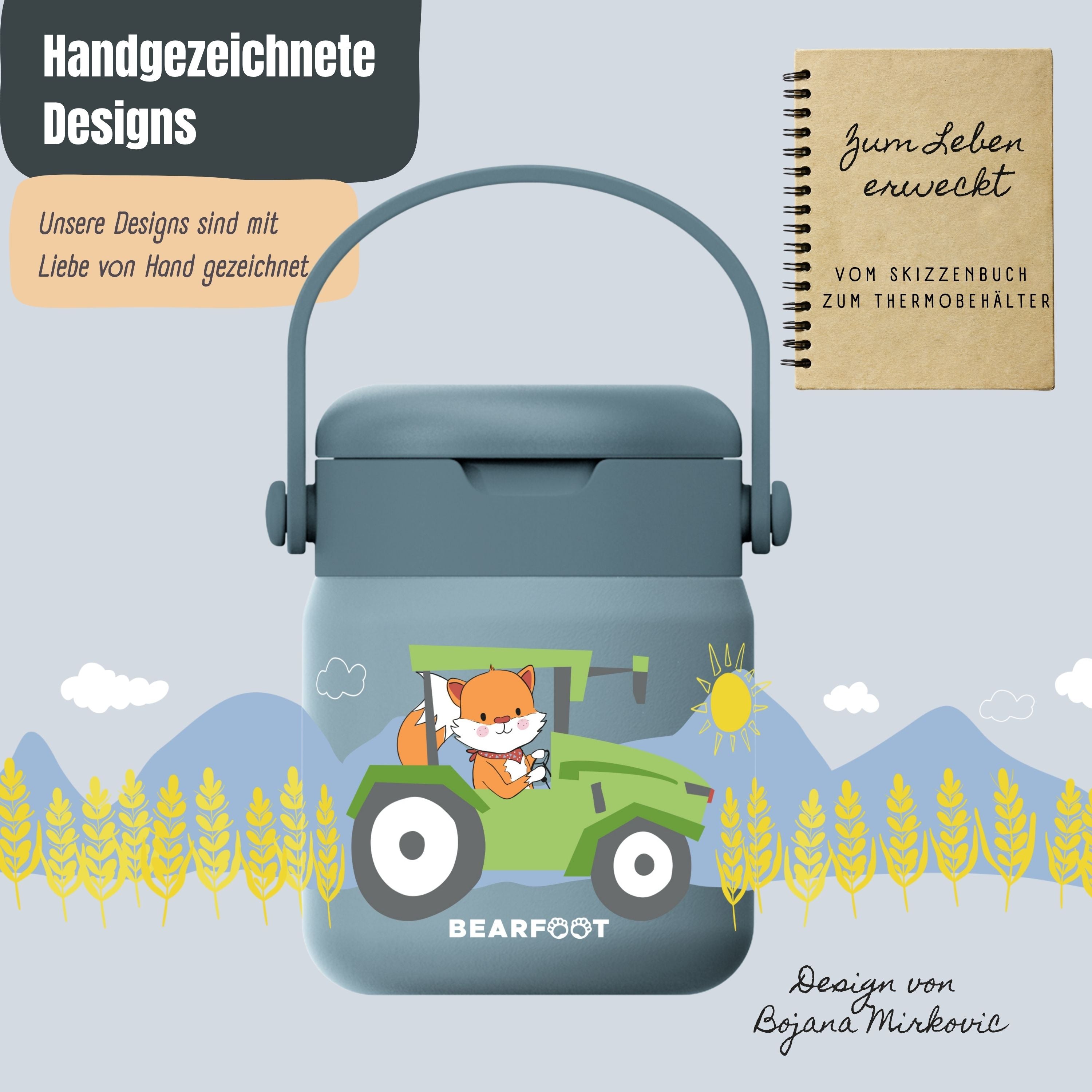Thermobehälter Kinder Edelstahl - Traktor blau