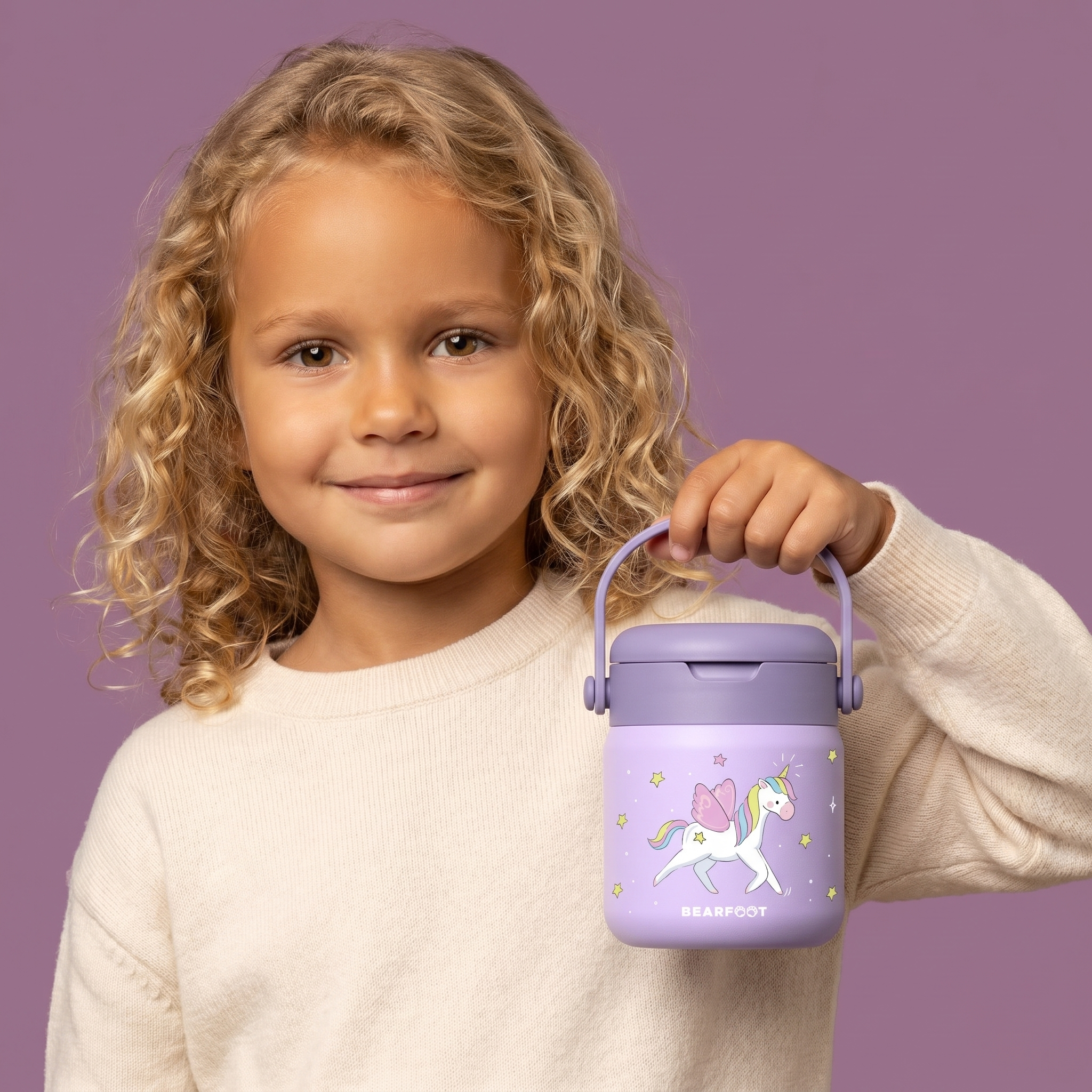 Thermobehälter Kinder Edelstahl - Einhorn lila