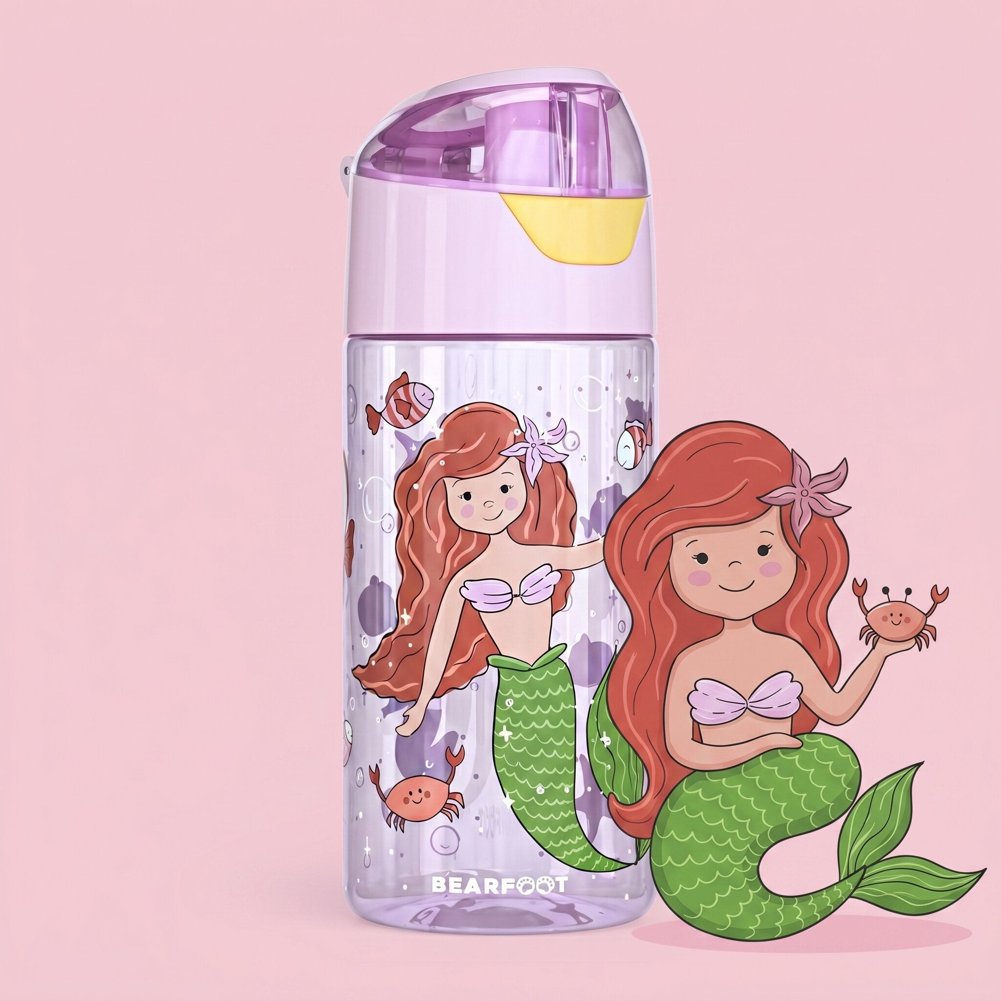 Botella de agua para niños, botella de agua ligera - sirena