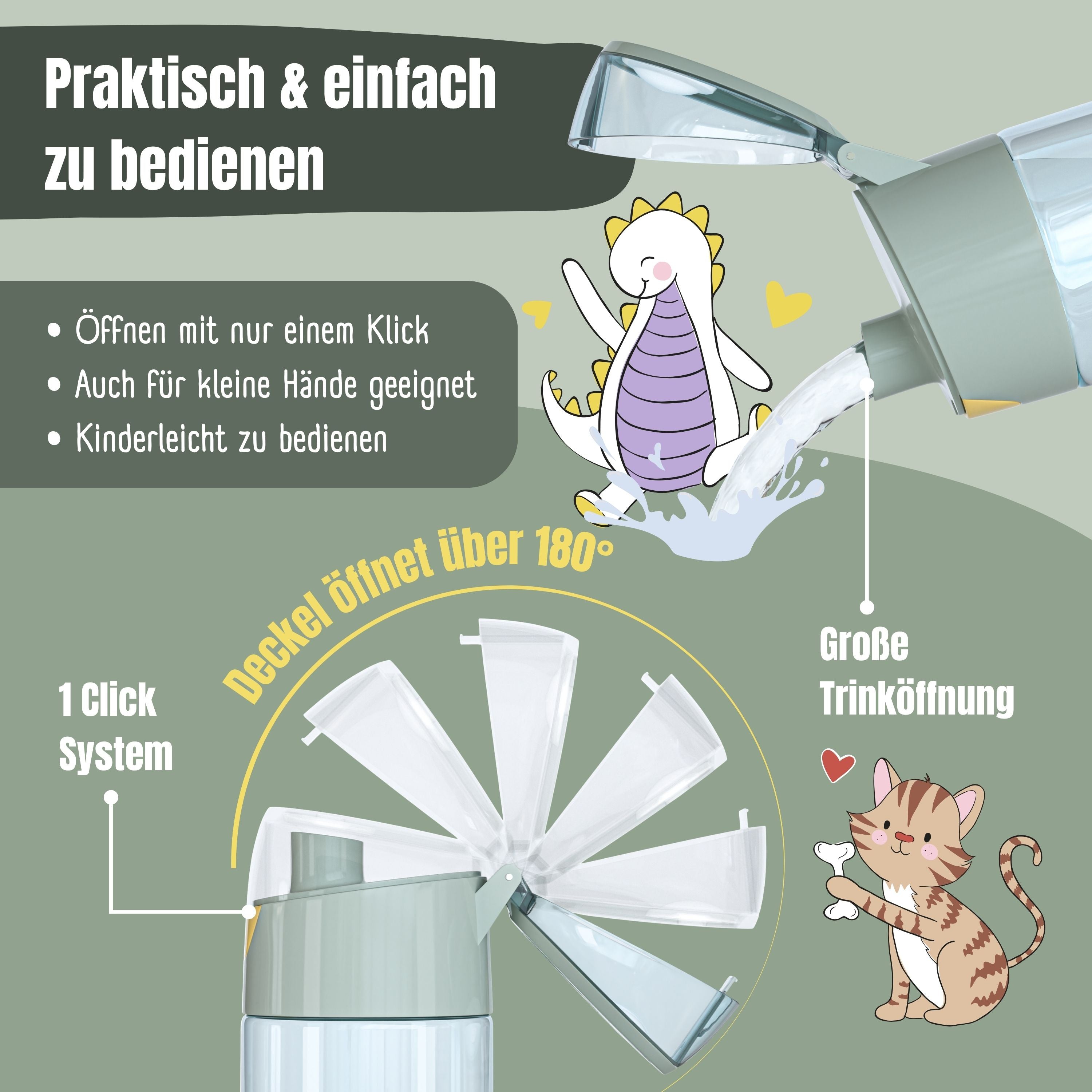 Trinkflasche Kinder, leichte Wasserflasche-Eichhörnchen sage