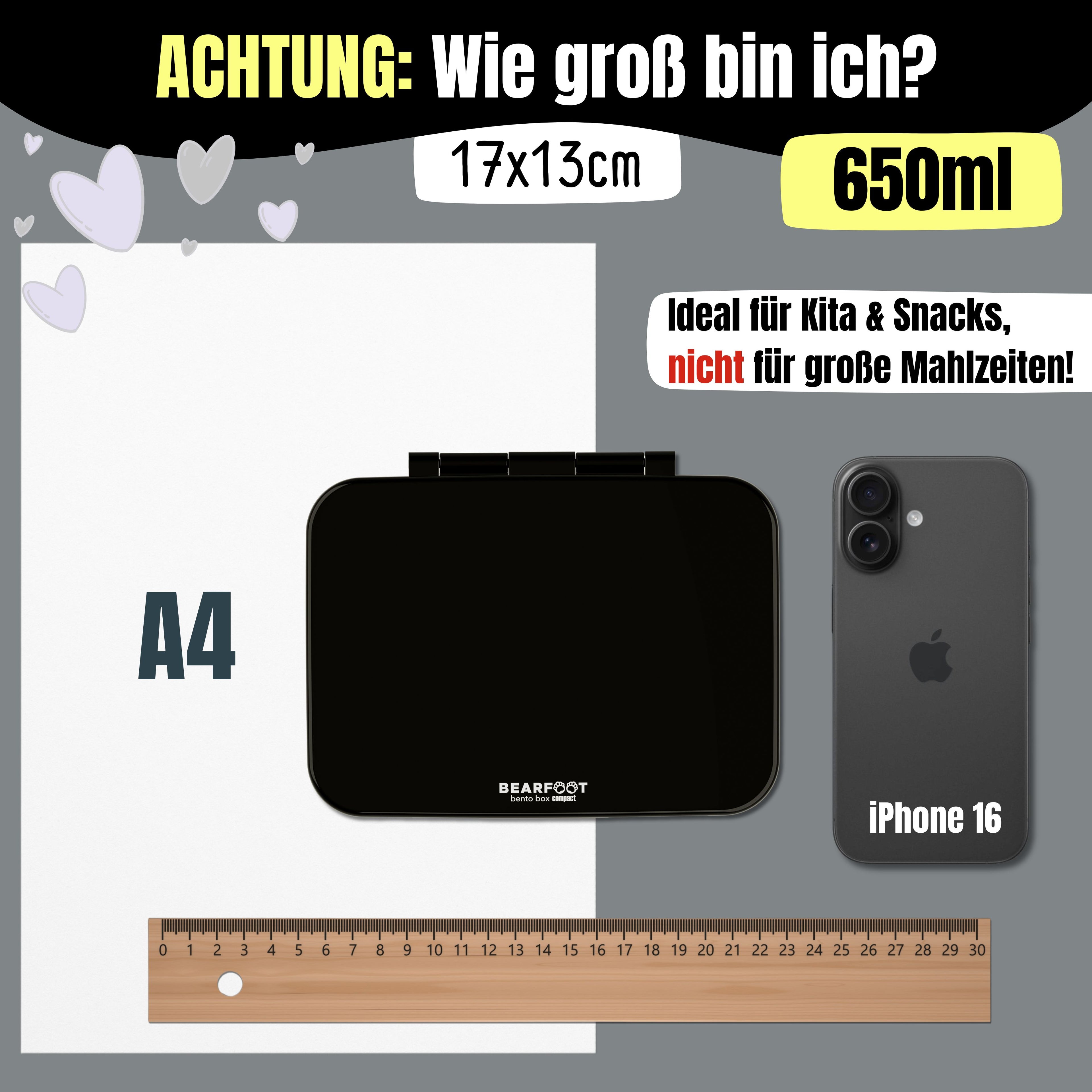 Brotdose mit Fächern, leicht & auslaufsicher - schwarz