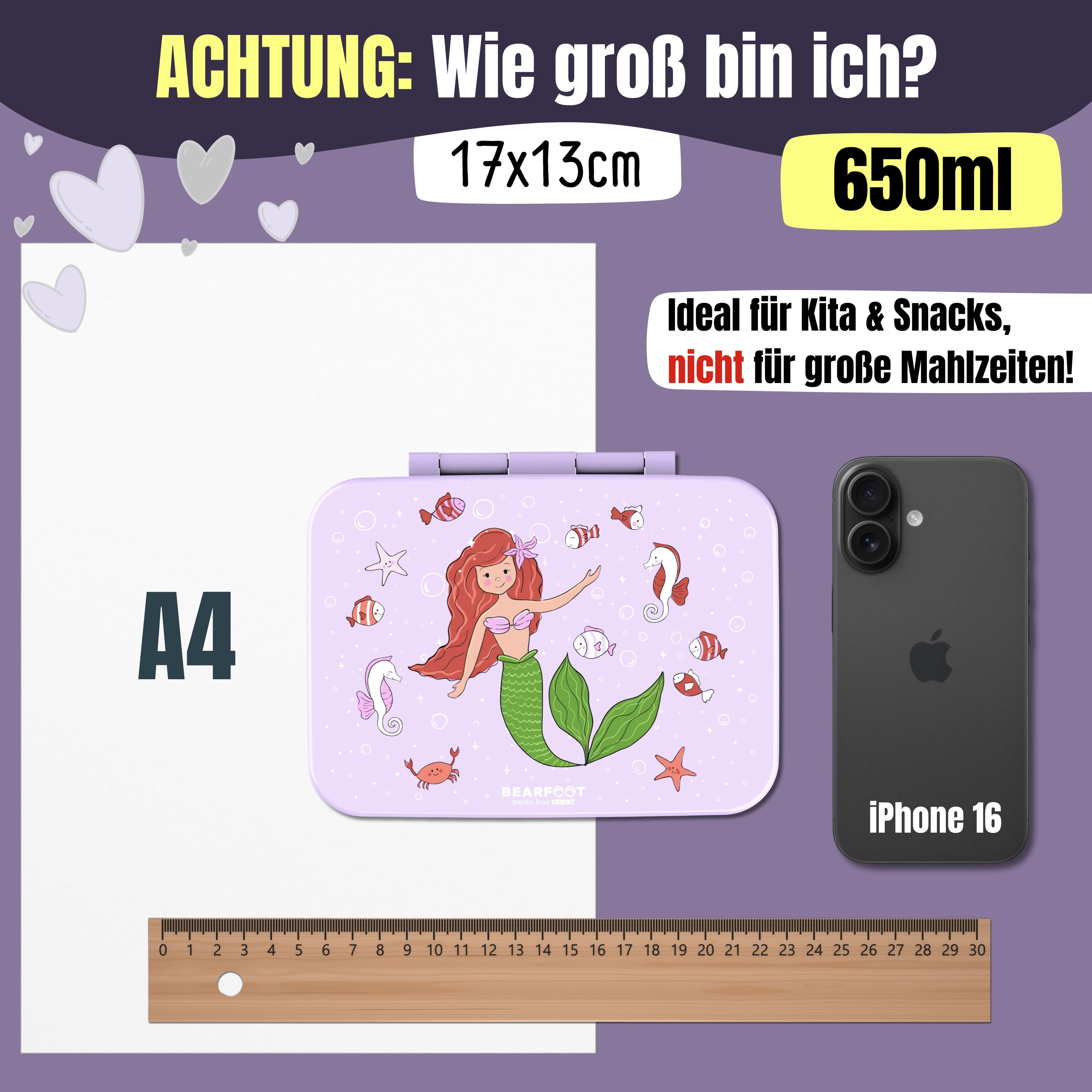 Brotdose mit Fächern, auslaufsicher - Meerjungfrau lila