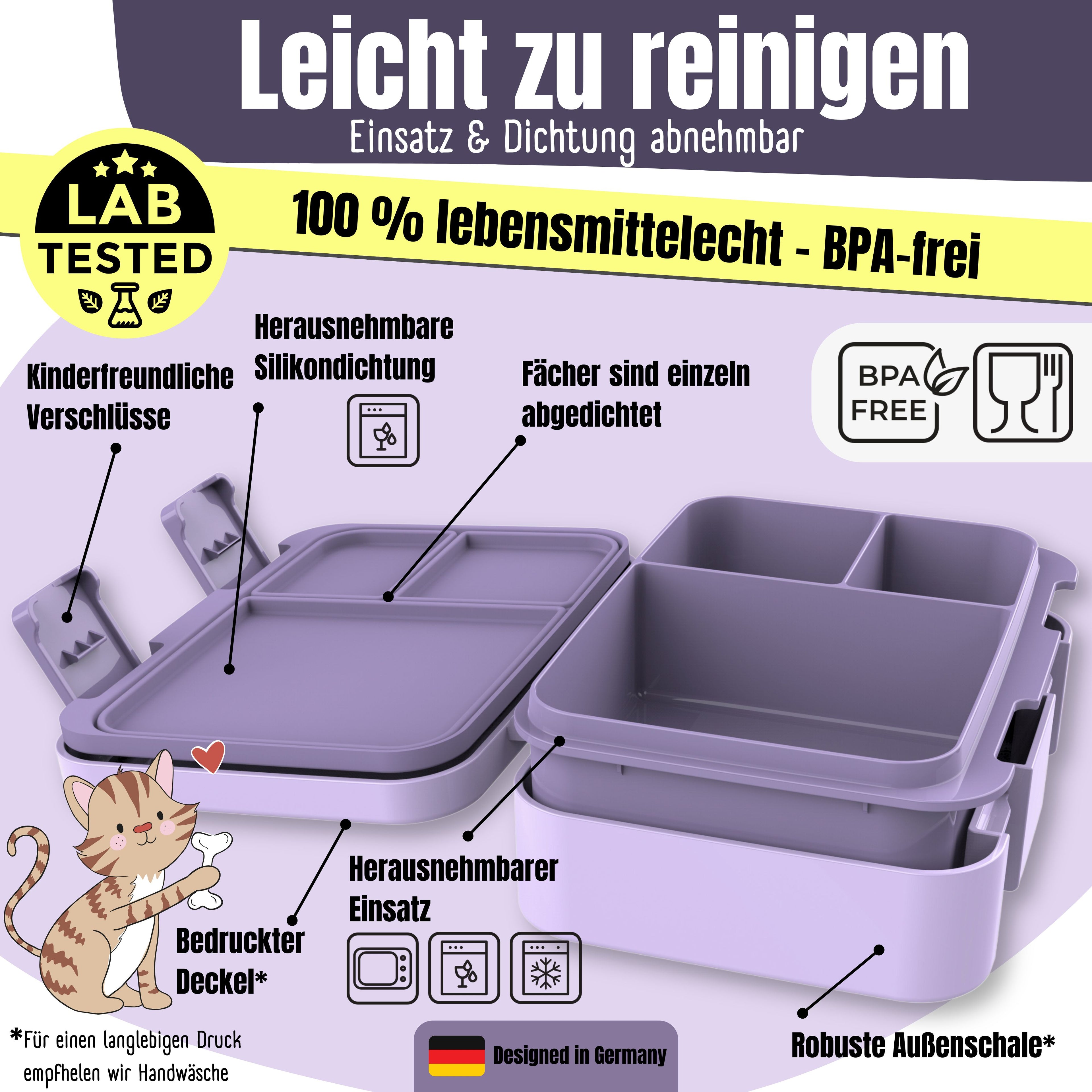 Brotdose mit Fächern, leicht & auslaufsicher-BubbleTea lila