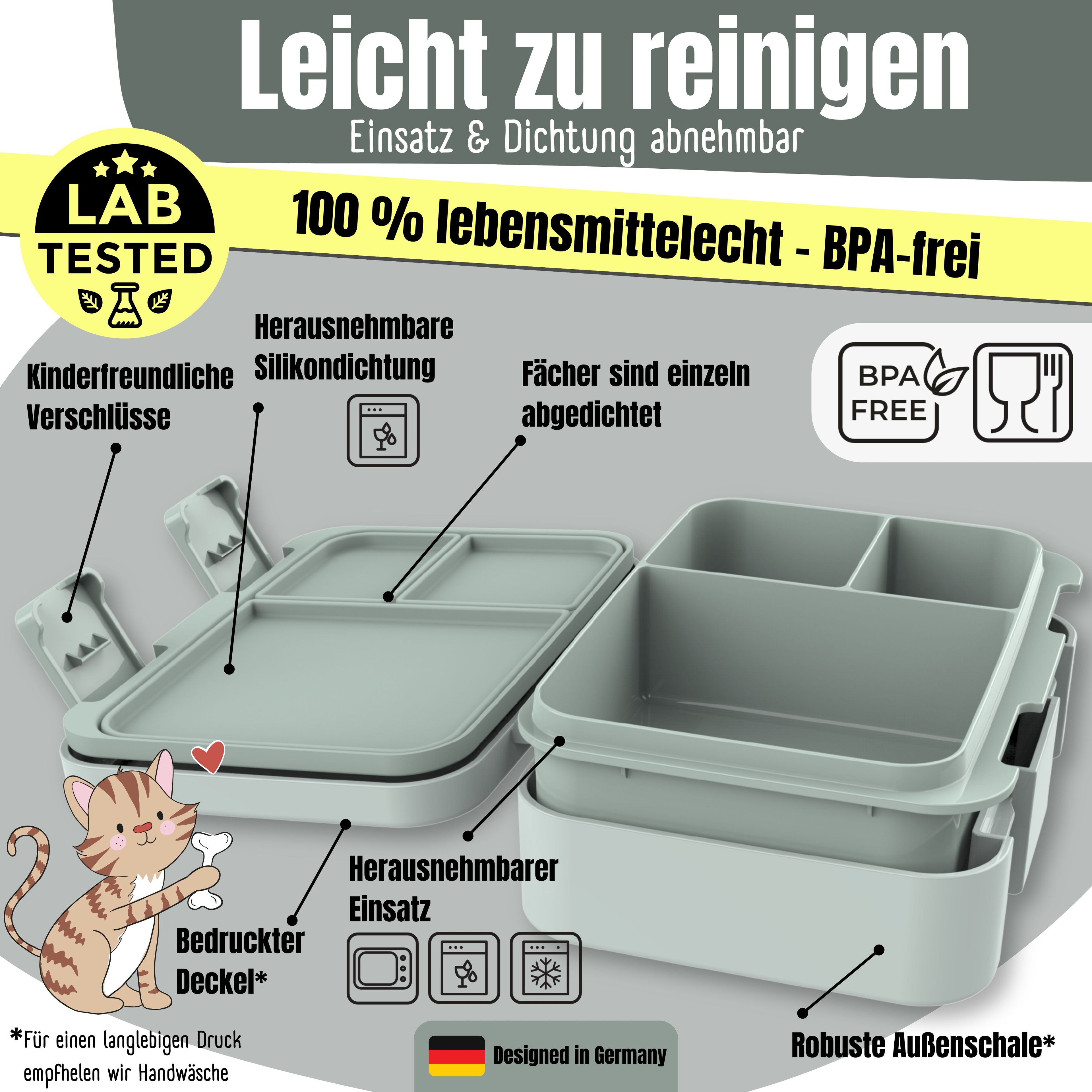 Brotdose mit Fächern, leicht & auslaufsicher - Koala Salbei