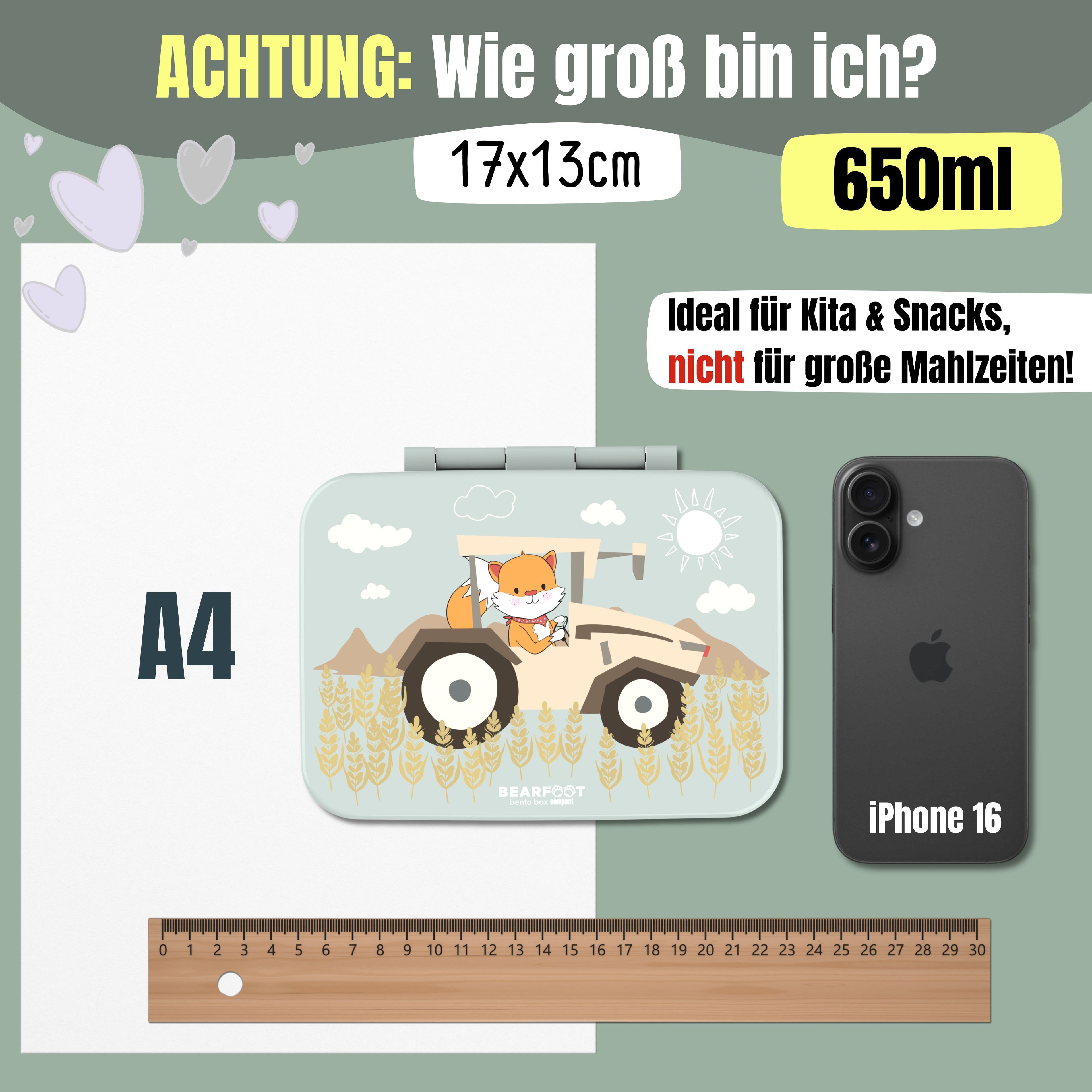 Brotdose mit Fächern, leicht & auslaufsicher -Traktor Salbei