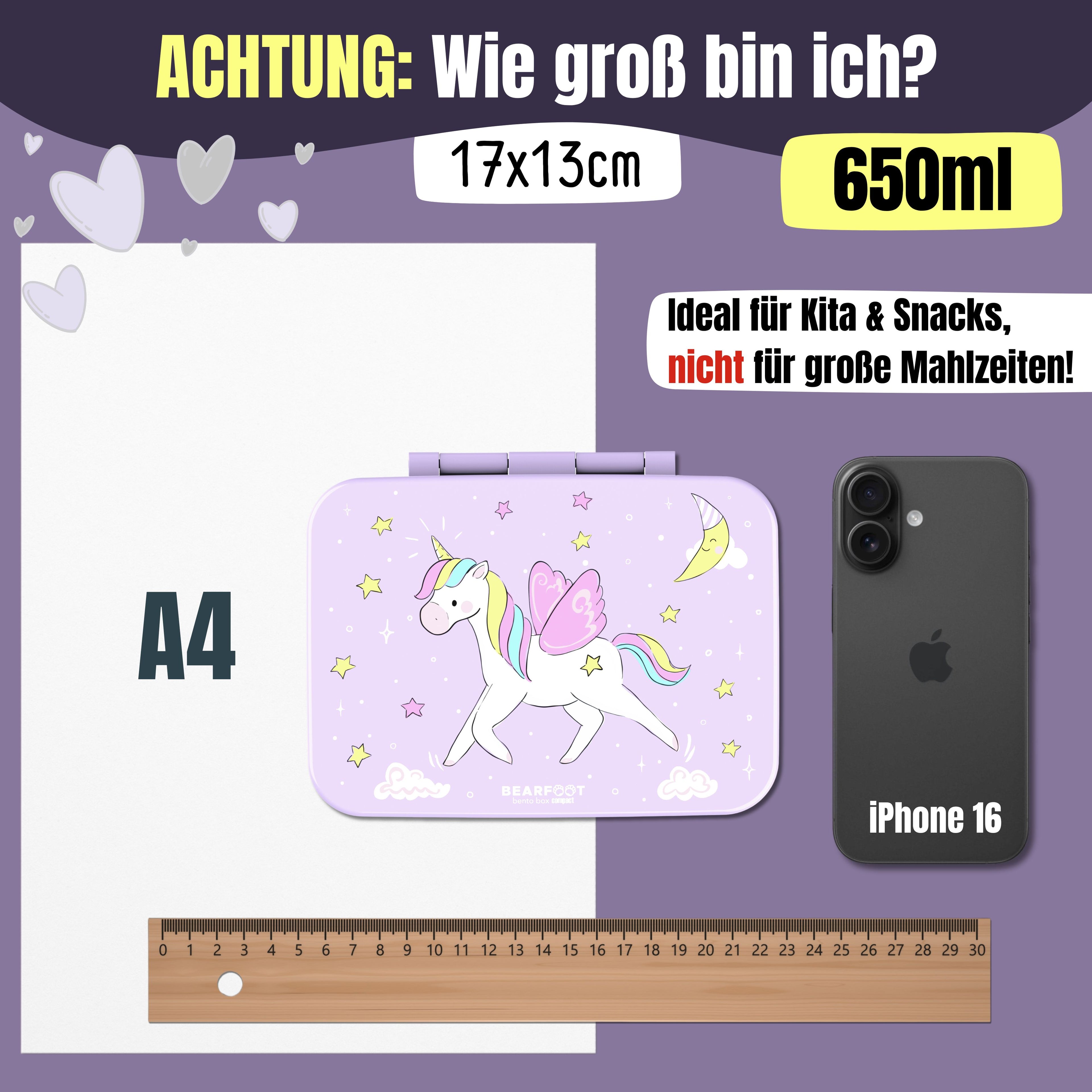 Brotdose mit Fächern, leicht & auslaufsicher - Einhorn lila
