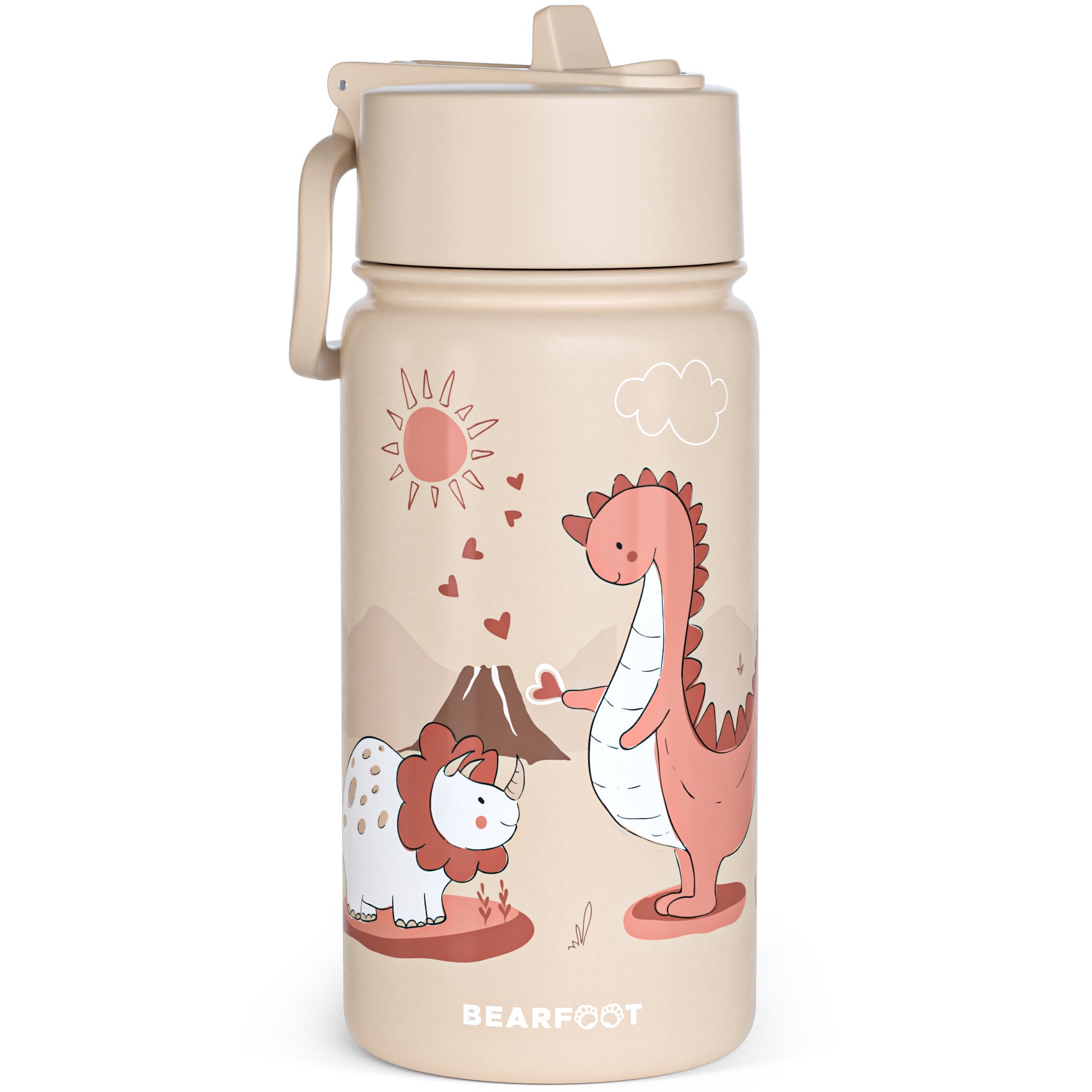 Botella térmica para niños de acero inoxidable - dinosaurios marrón