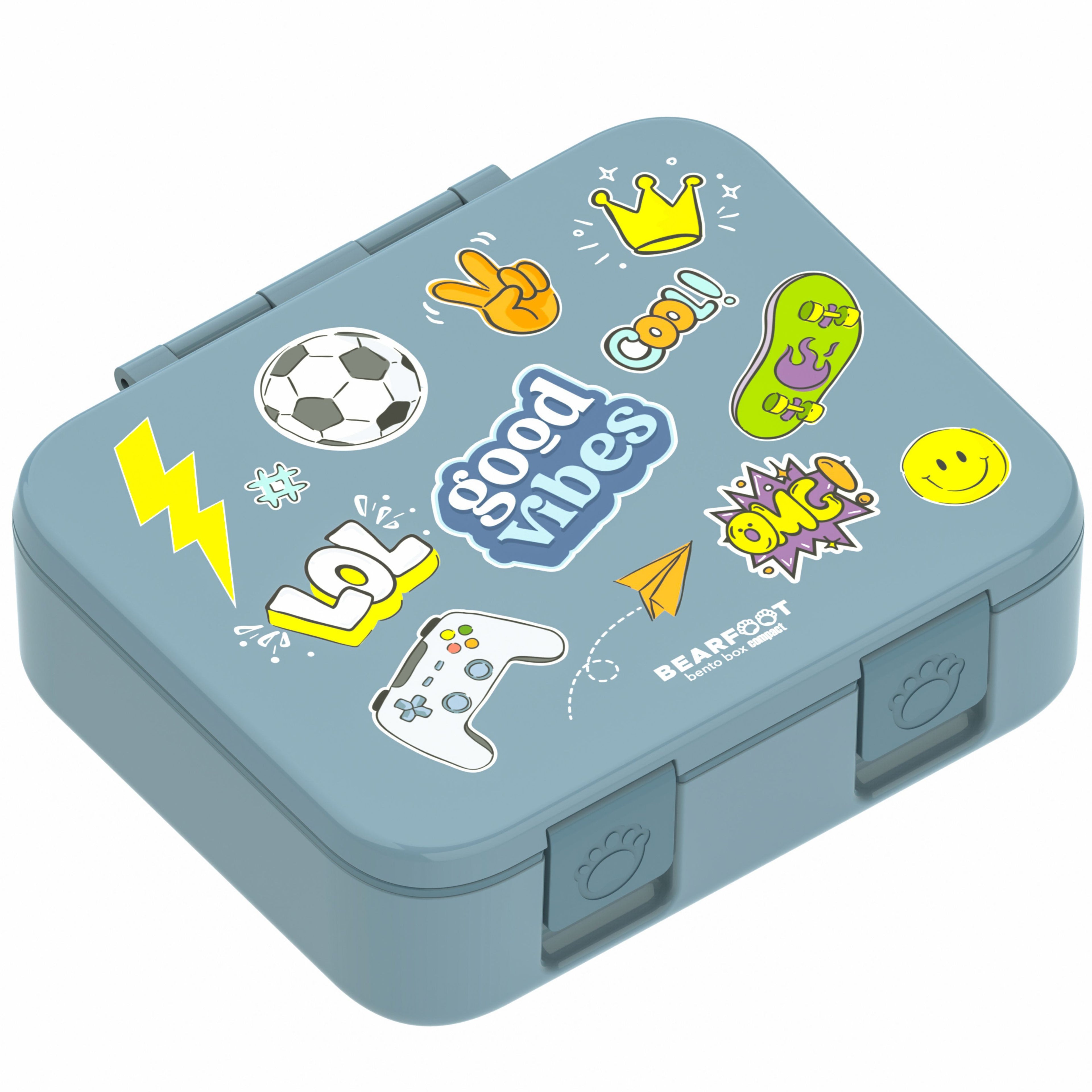 Brotdose mit Fächern, leicht & auslaufsicher - Sticker blau