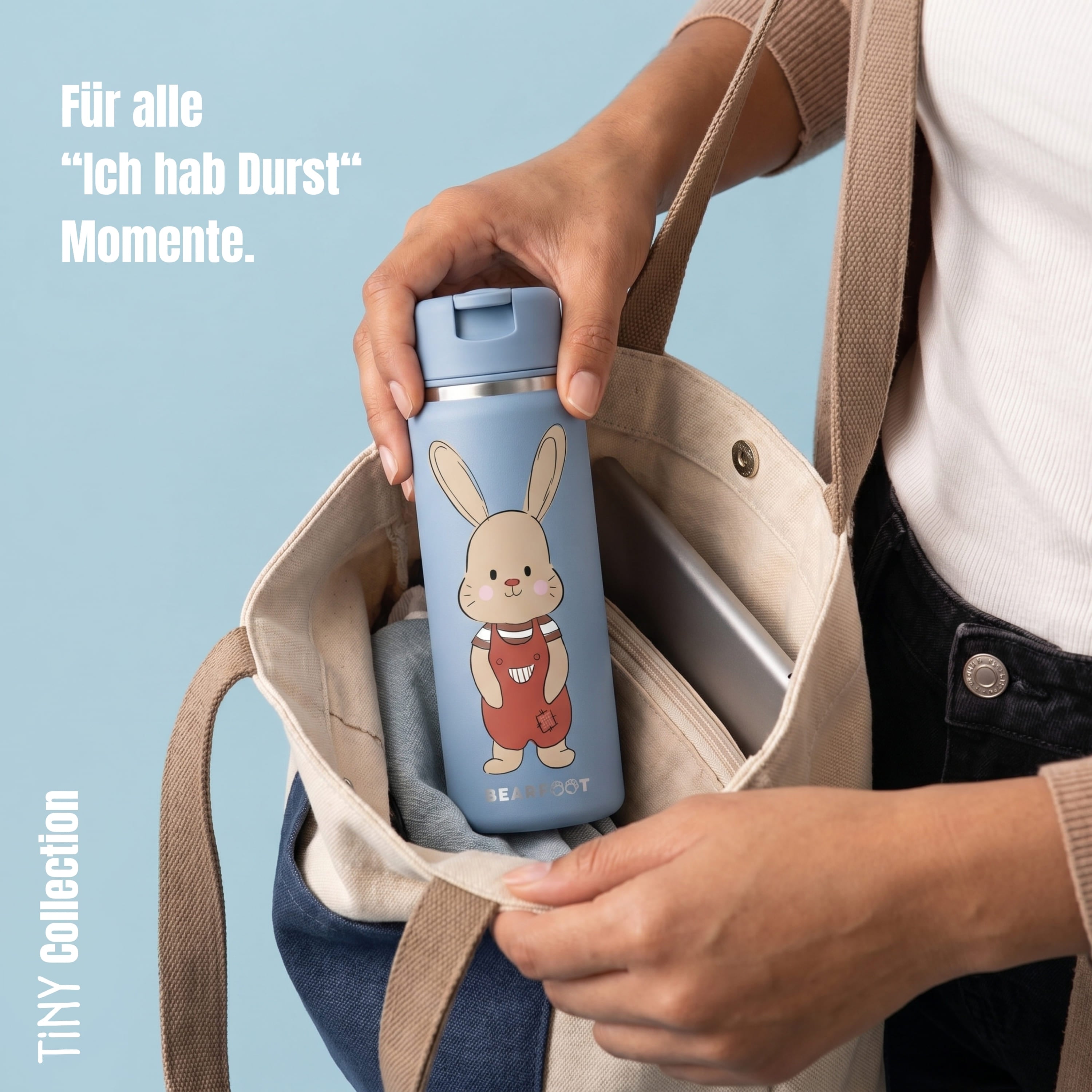 TINY Thermo Kinder Trinkflasche Edelstahl - Hase