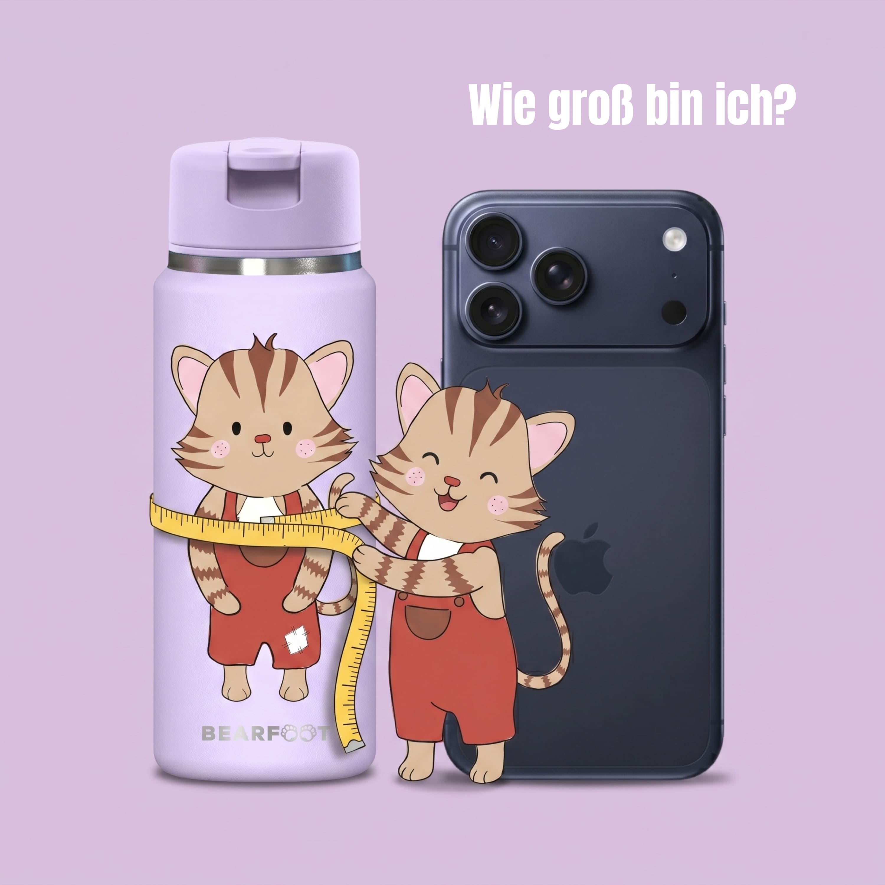 TINY Thermo Kinder Trinkflasche Edelstahl - Katze lila