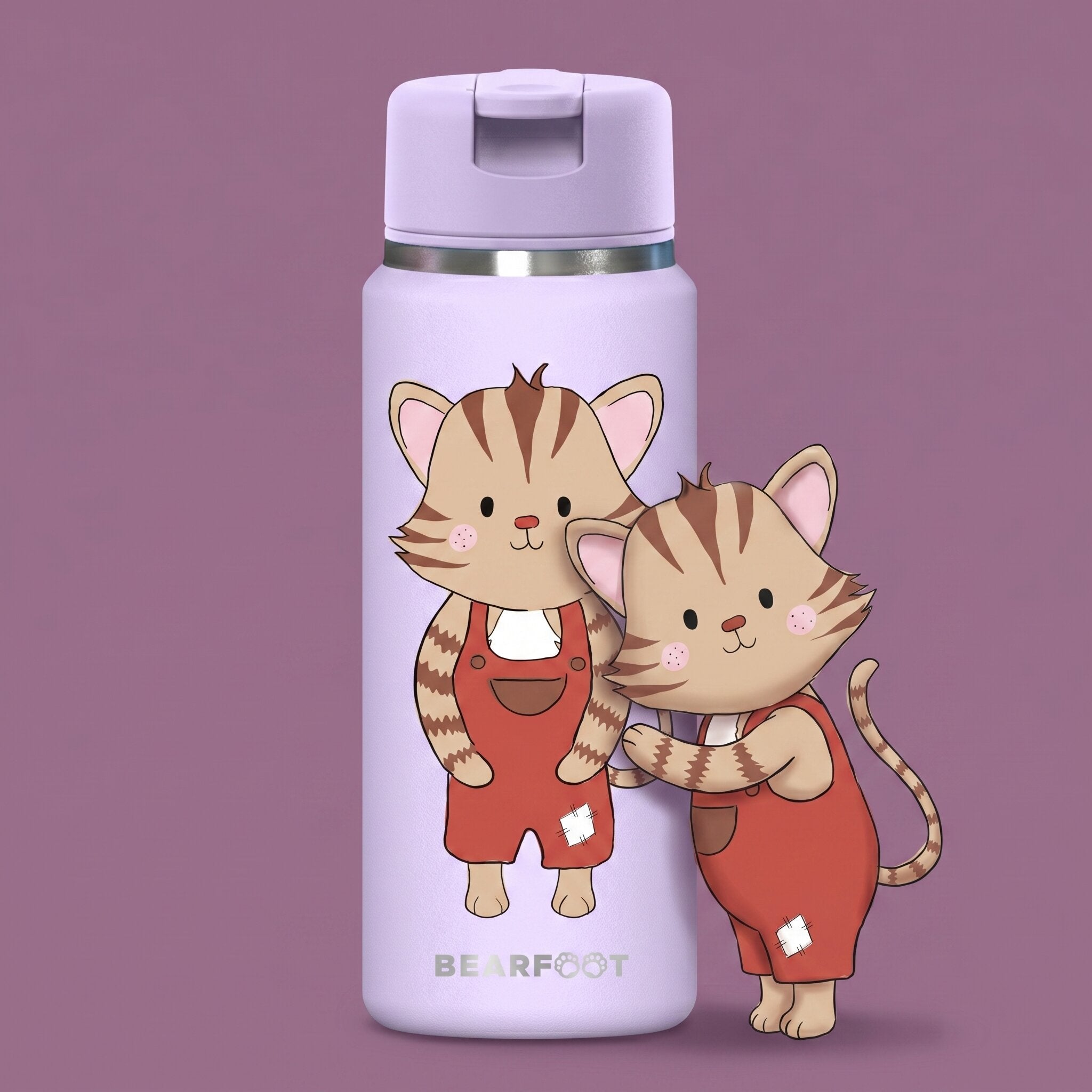 TINY Thermo Kinder Trinkflasche Edelstahl - Katze lila