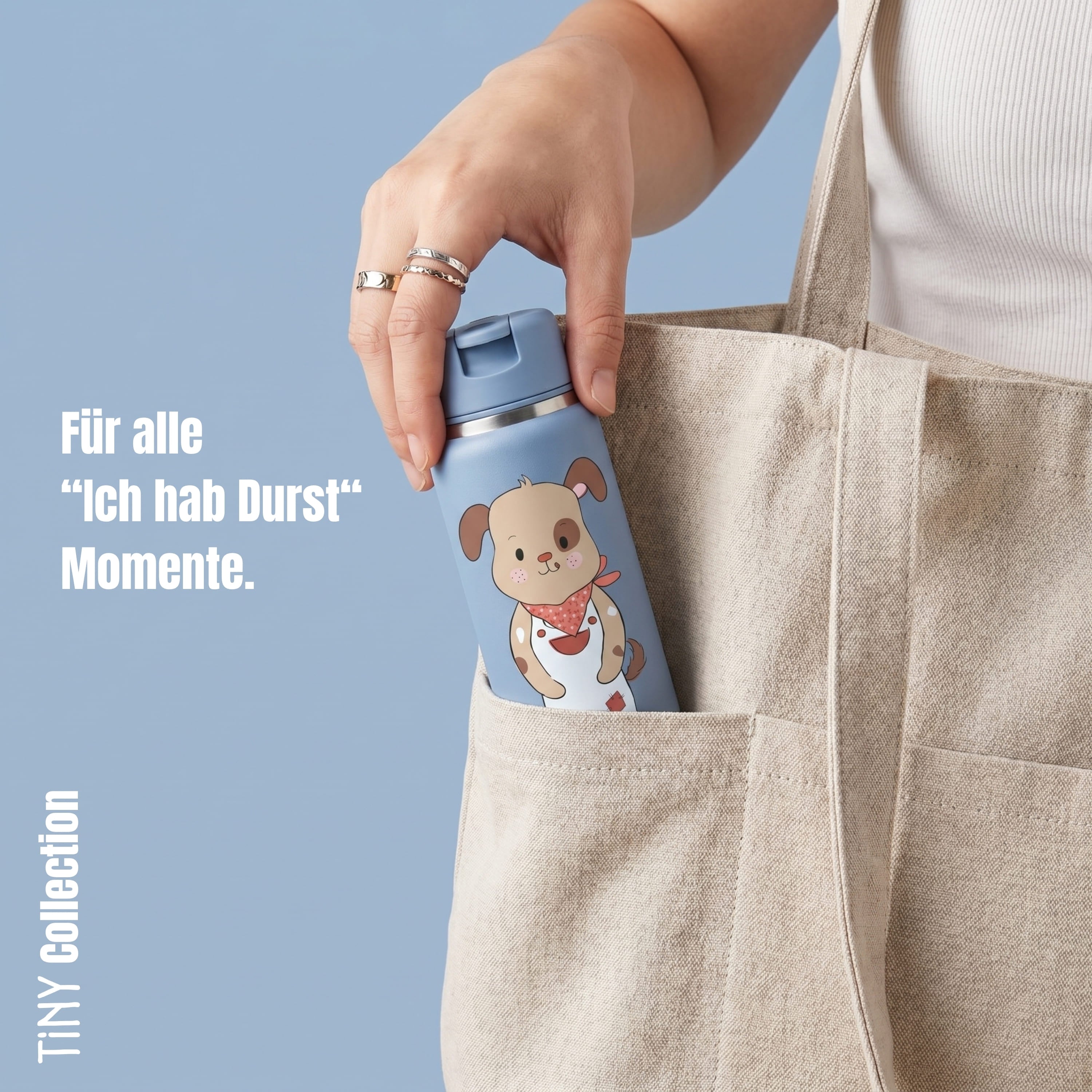 TINY Thermo Kinder Trinkflasche Edelstahl - Hund blau
