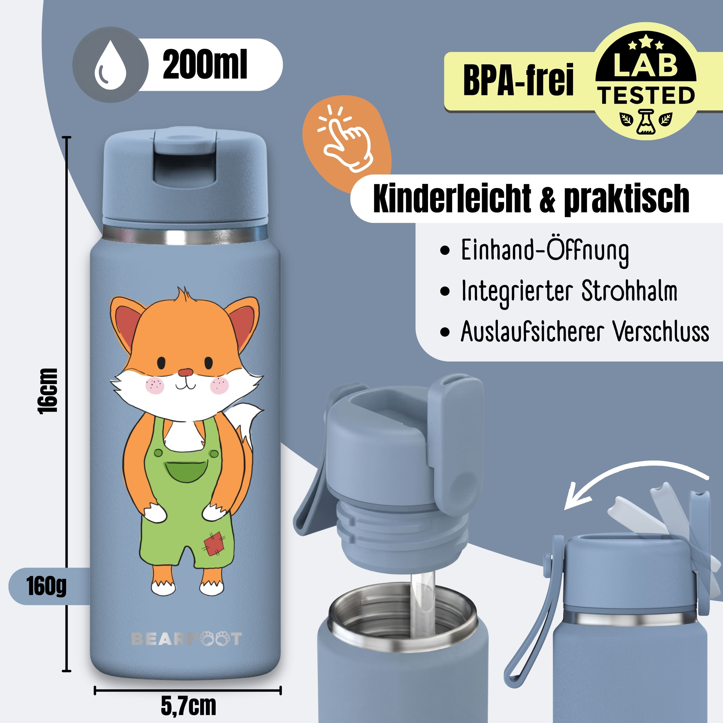 TINY Thermo Kinder Trinkflasche Edelstahl - Fuchs