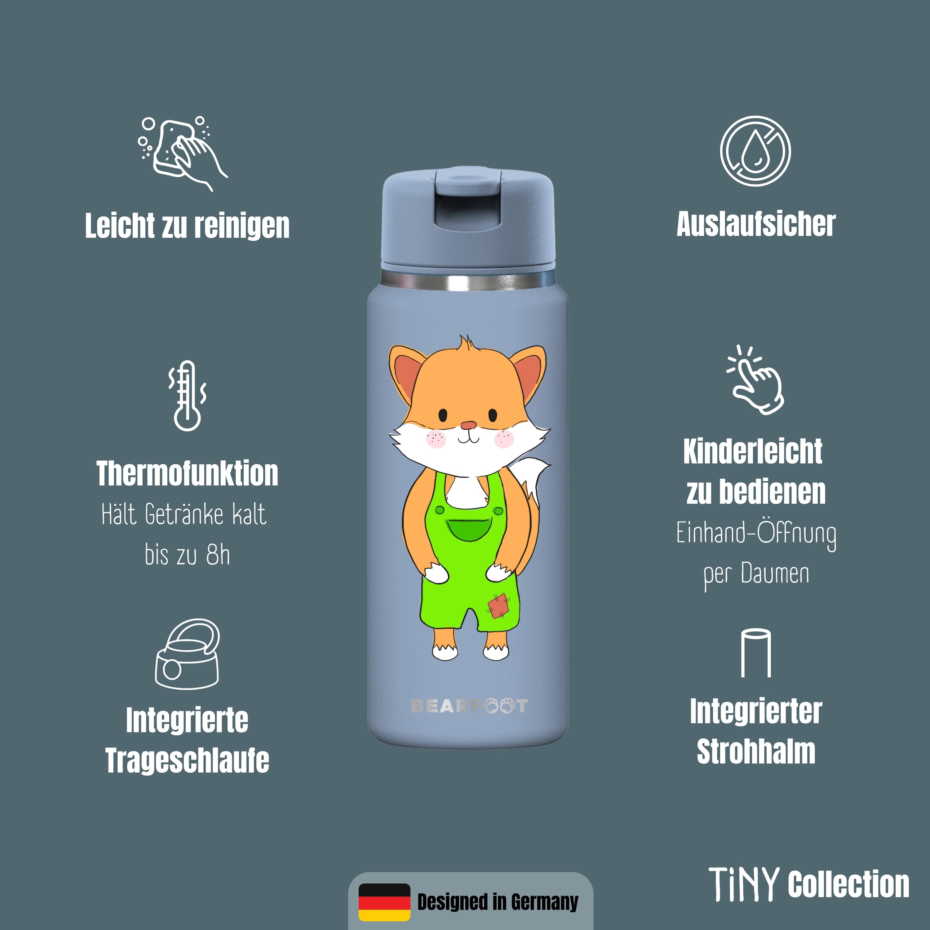 TINY Thermo Kinder Trinkflasche Edelstahl - Fuchs