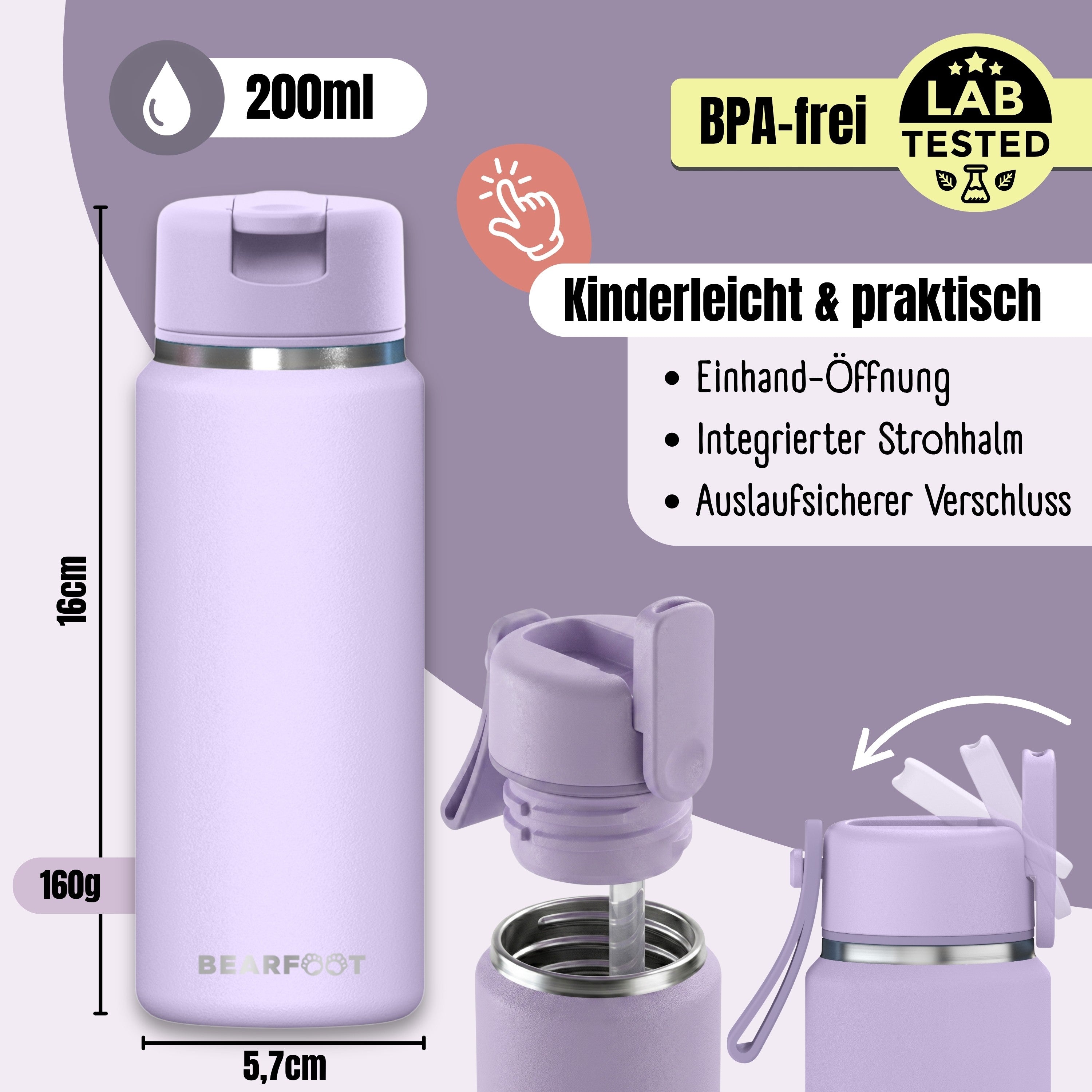 TINY Thermo Kinder Trinkflasche Edelstahl - Lila
