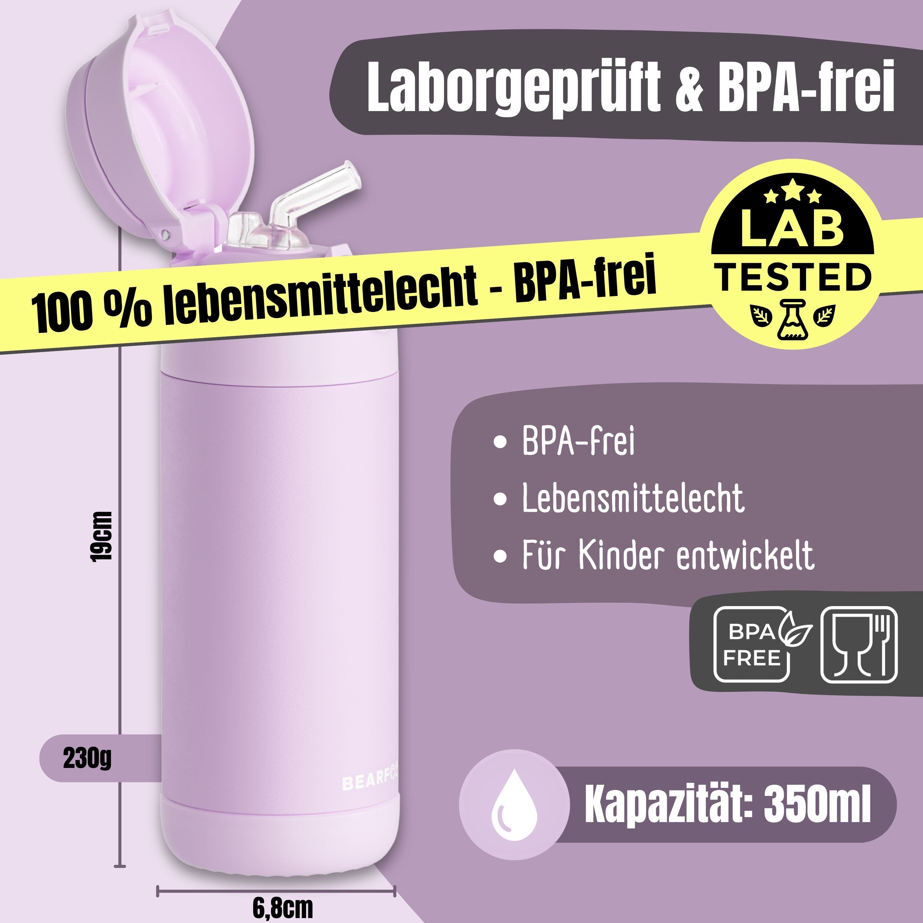 Thermo Kinder Trinkflasche Edelstahl - lila