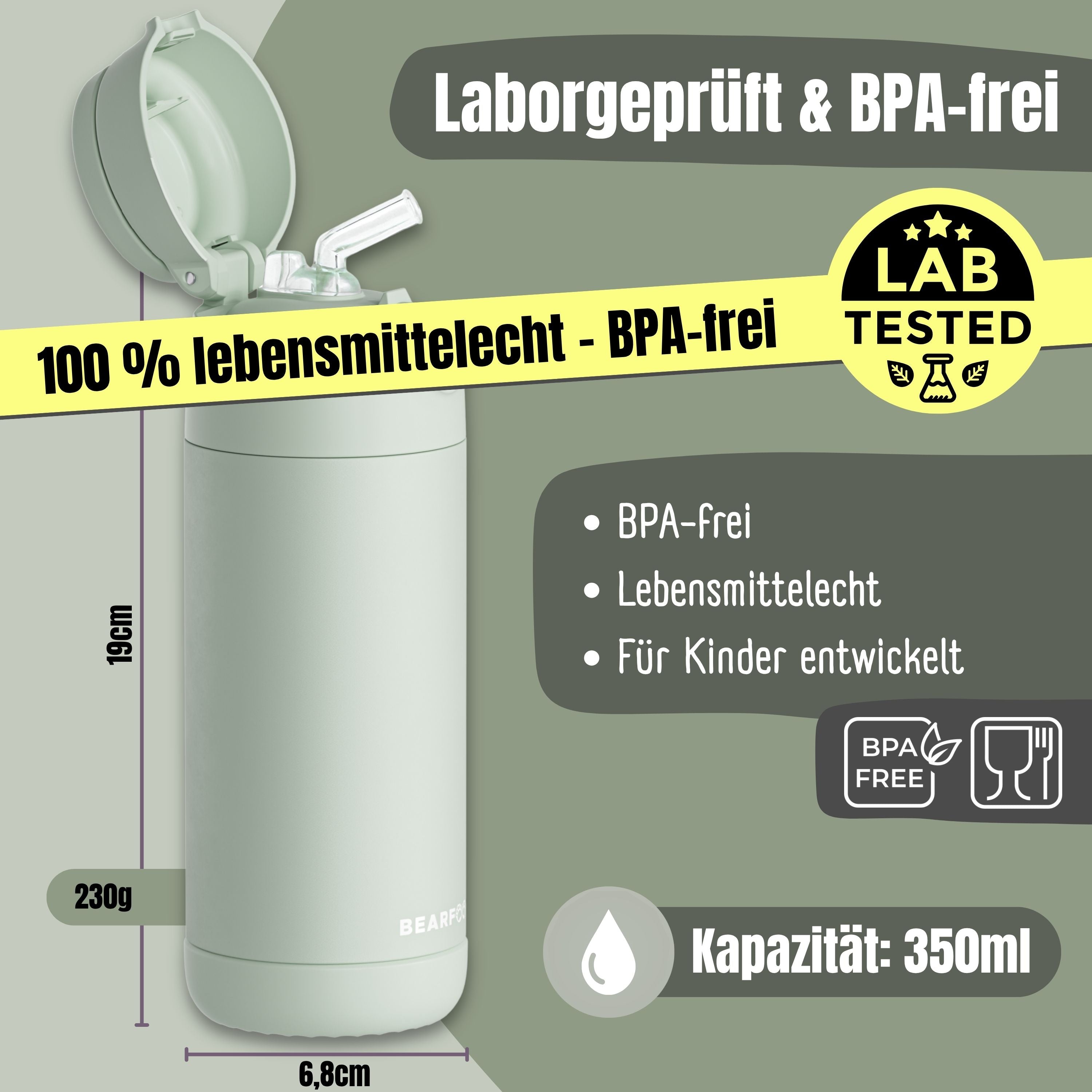 Thermo Kinder Trinkflasche Edelstahl - grün