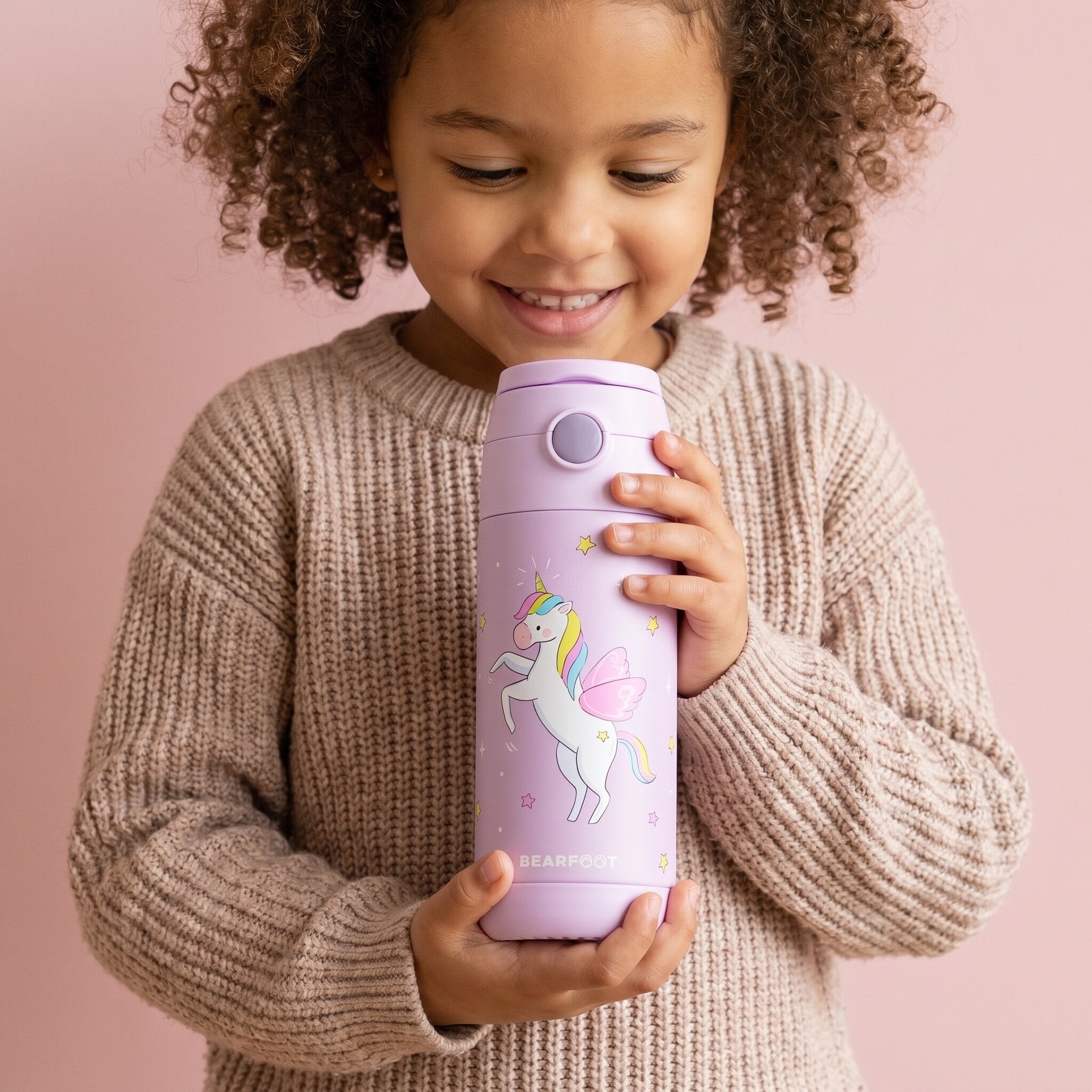 Thermo Kinder Trinkflasche Edelstahl - Einhorn lila