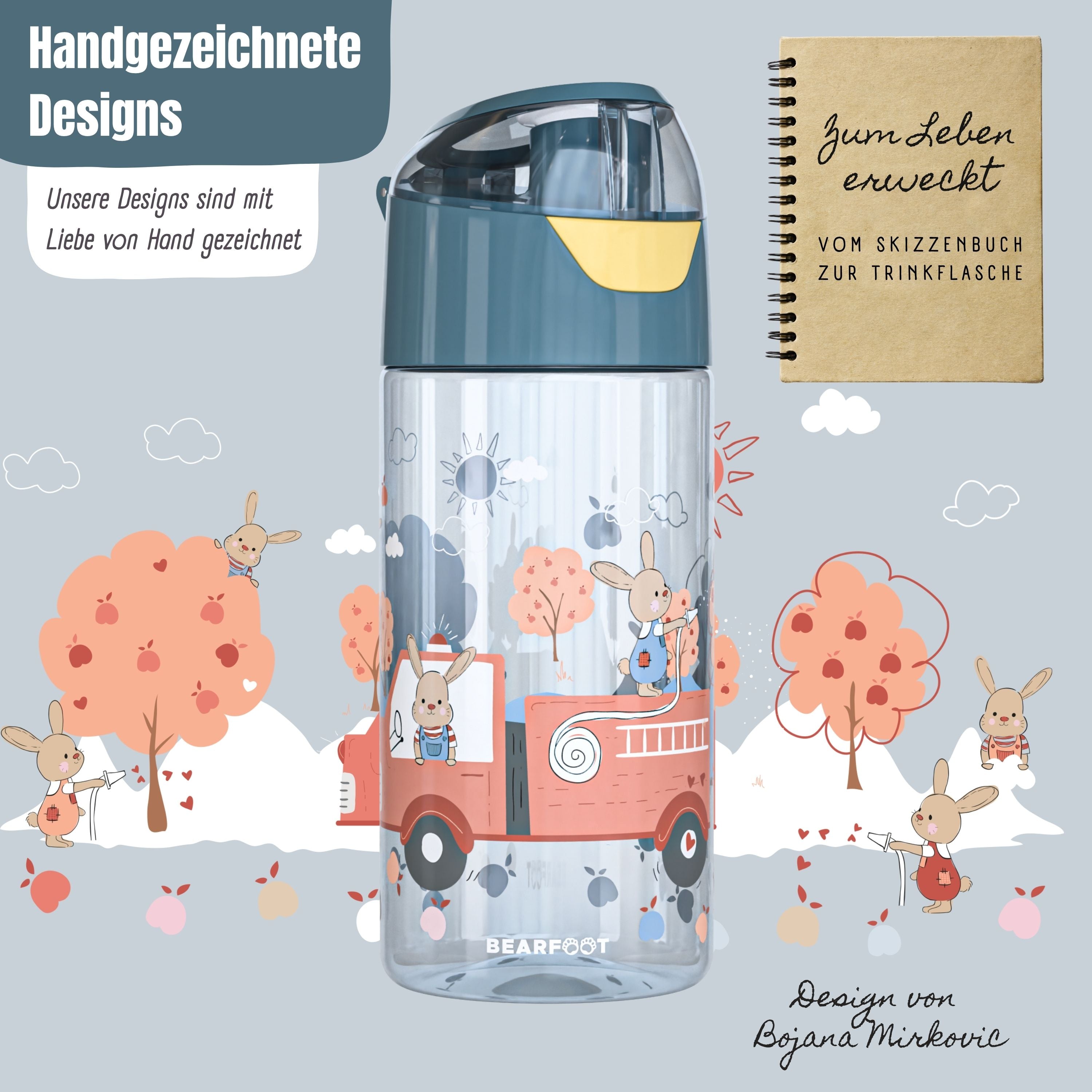 Trinkflasche Kinder, leichte Wasserflasche - Feuerwehr