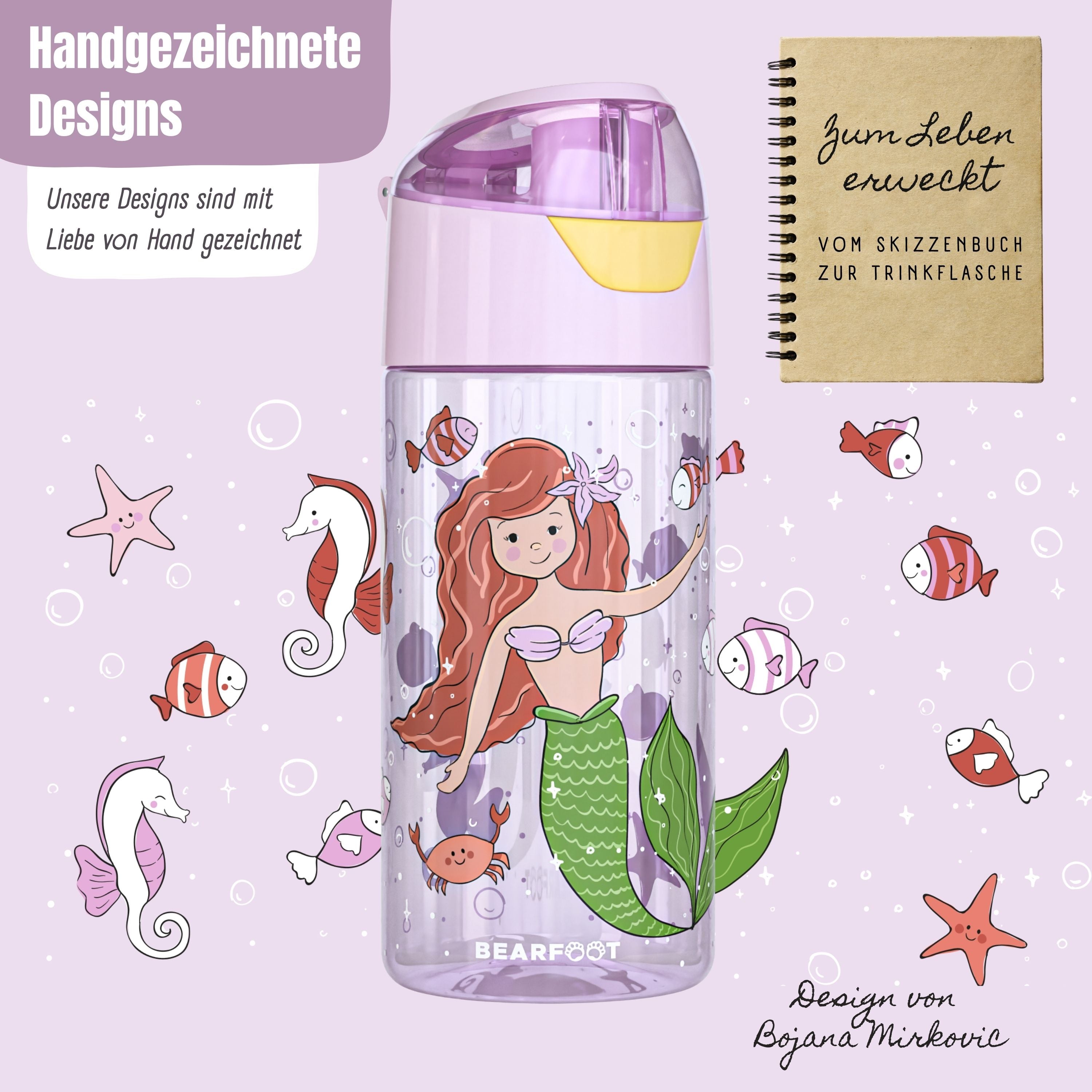 Gourde pour enfants, gourde légère - sirène