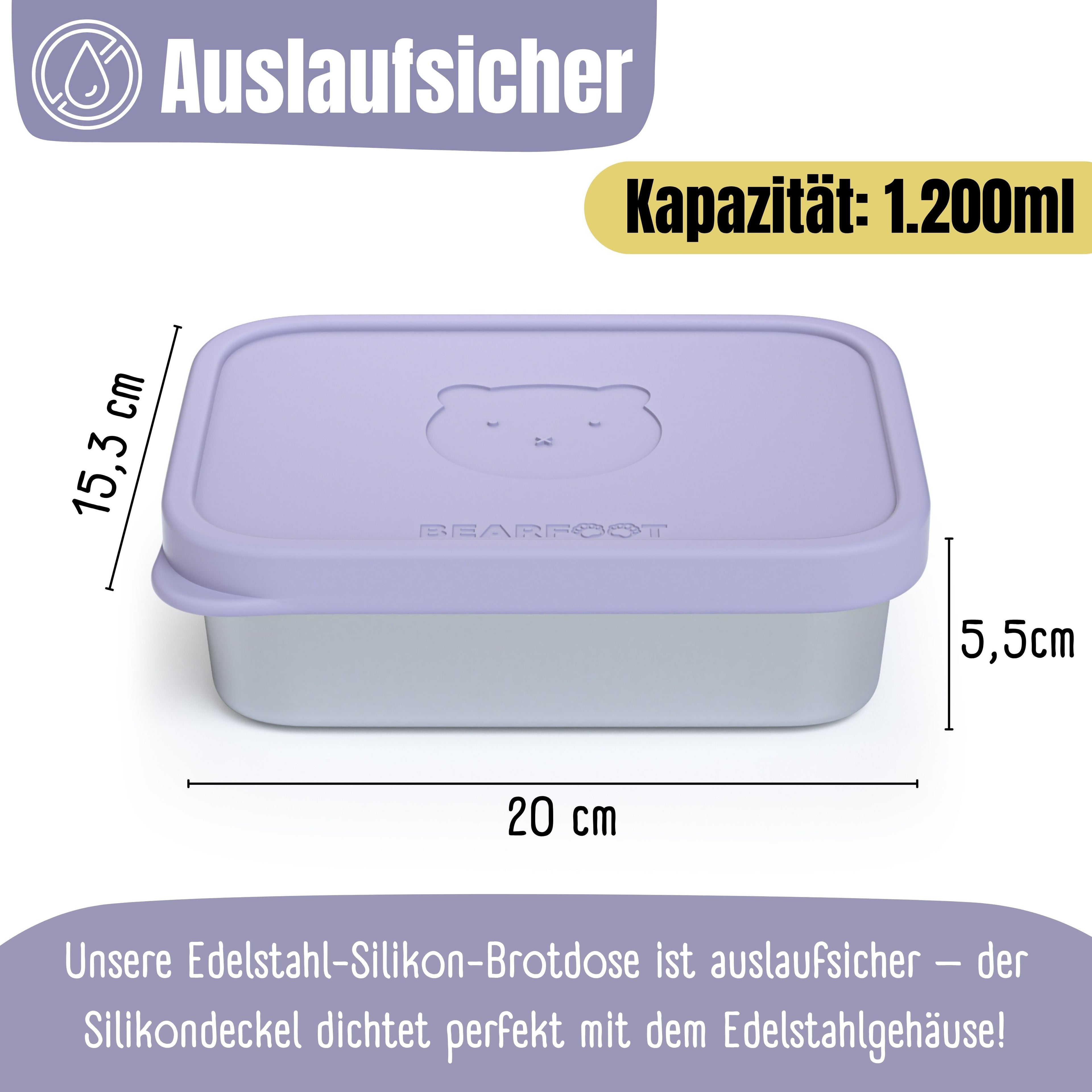 Brotdose Kinder Edelstahl mit Silikoneinsatz - Lavendel